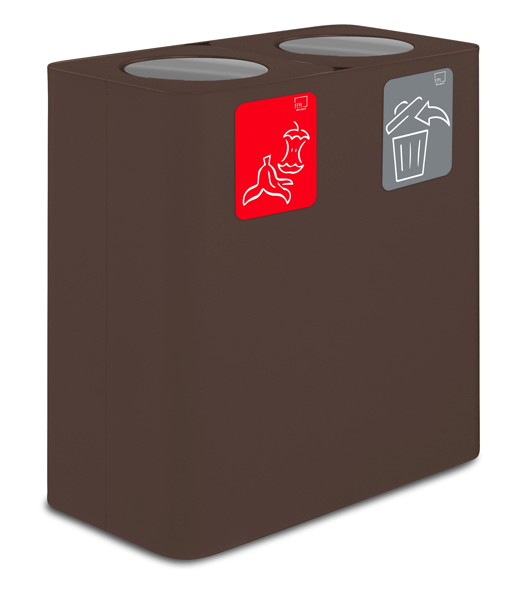 Pattumiera Sistema di Raccolta Rifiuti 77x38xh80 cm in Acciaio 3 Scomparti Marrone...