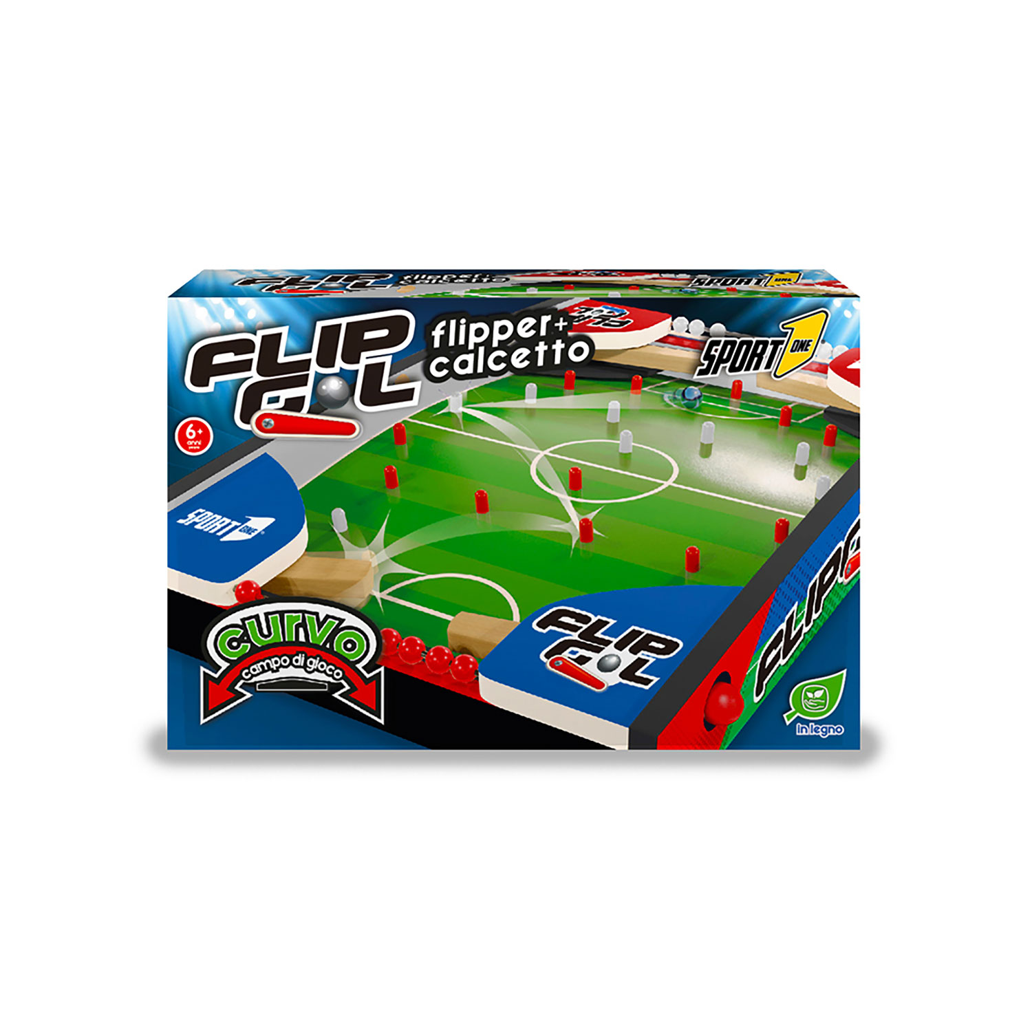 Flipper Gol Calcetto da Tavolo Piano Curvo Struttura in Legno...