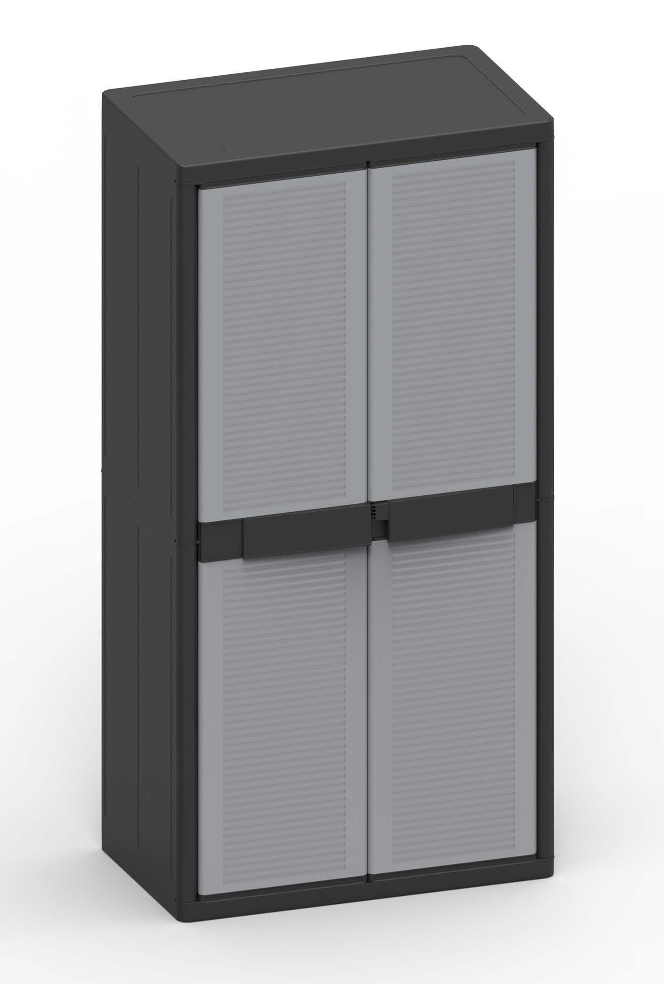 Image of Armadio Portascope Modulare da Esterno 89,7x53,7x180 cm 2 Ante 4 Ripiani in Polipropilene Jumbo Cab Grigio e Nero