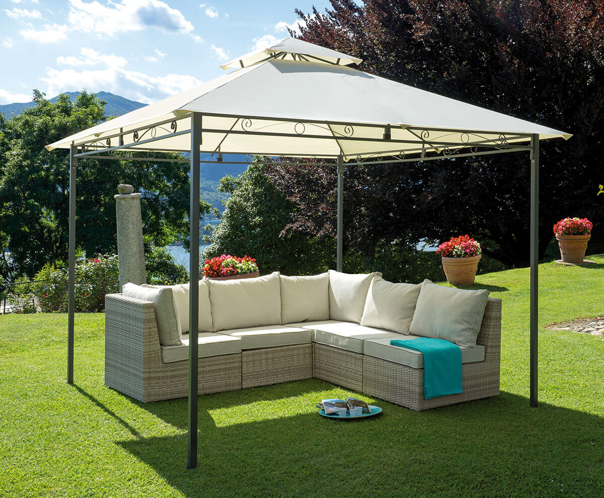 Gazebo da Giardino in Ferro 3x3m Vorghini Ecrù
