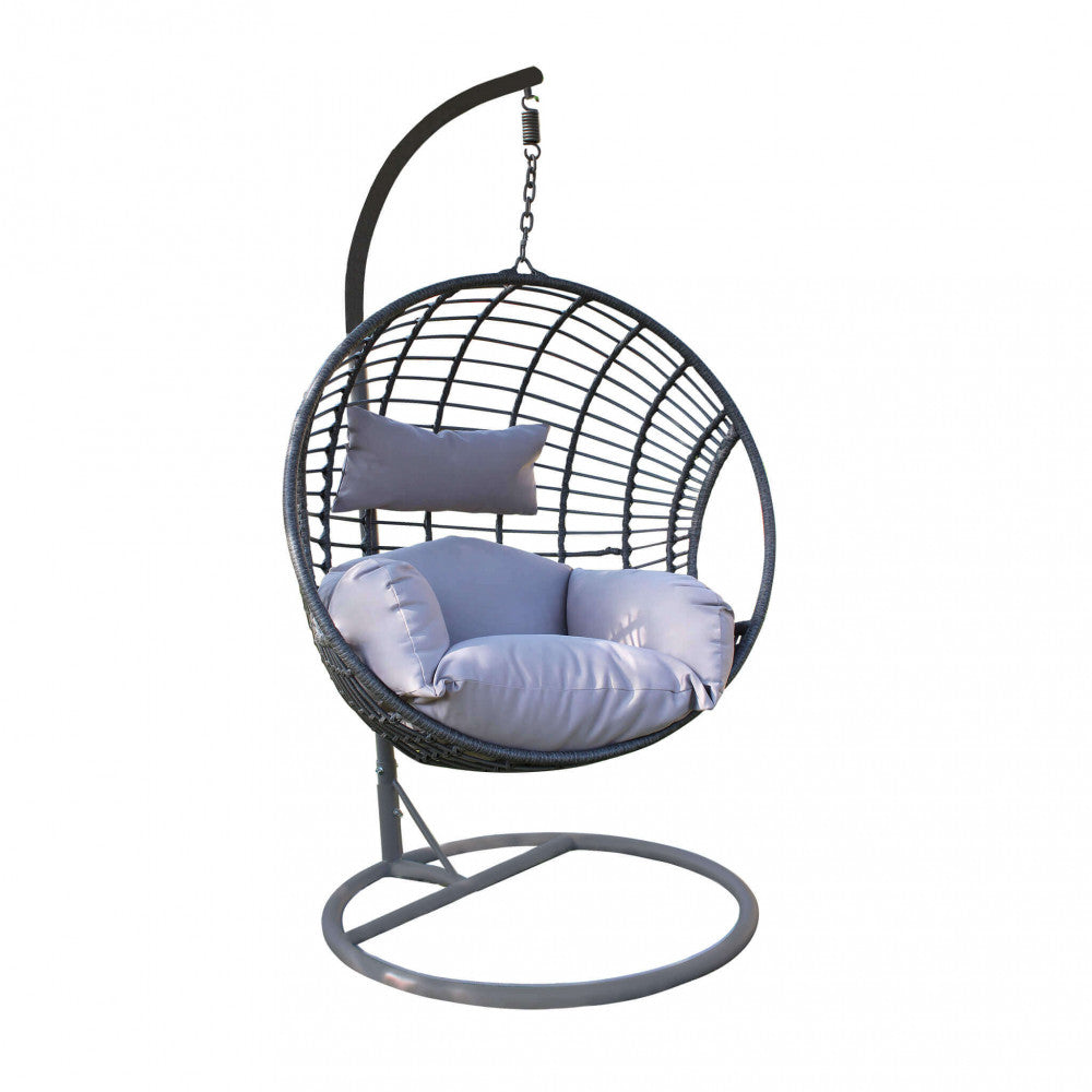 Dondolo Pensile da Giardino Elba in Wicker Grigio...