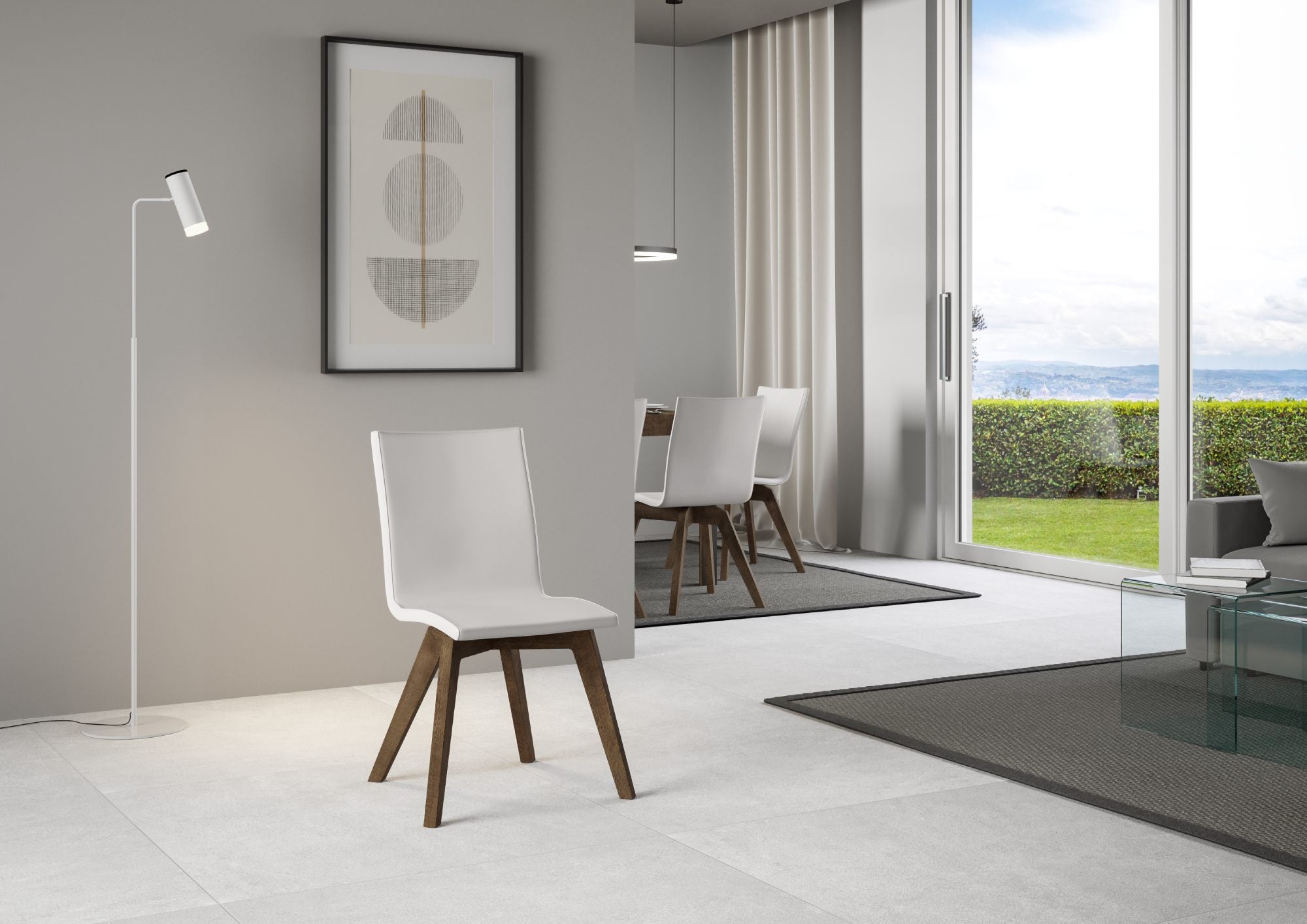 Image of Sedia 52x52x87 cm Trudy gambe noce in Similpelle Bianco