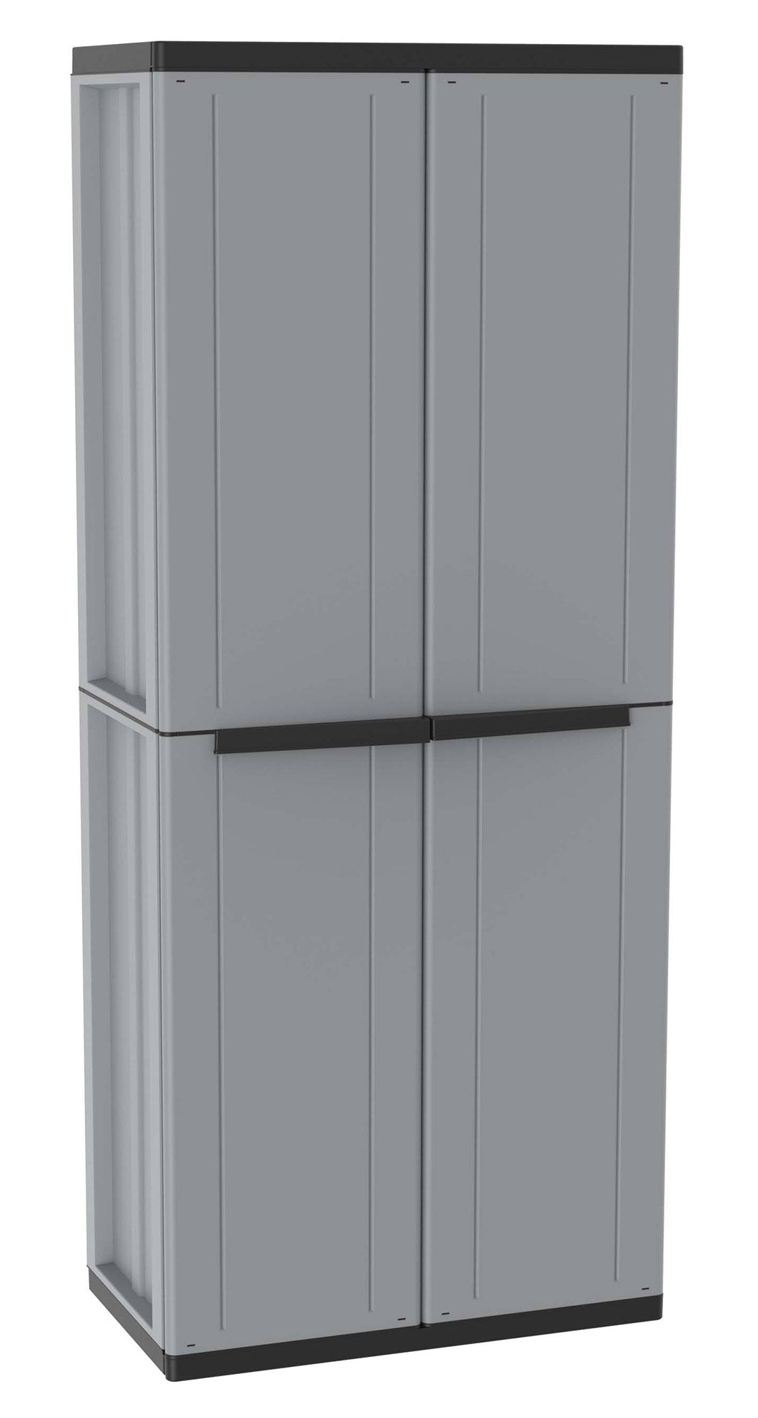 Armadio Modulare da Esterno 68x37,5x163,5 cm 2 Ante 3 Ripiani in Polipropilene Jline Grigio e Nero...