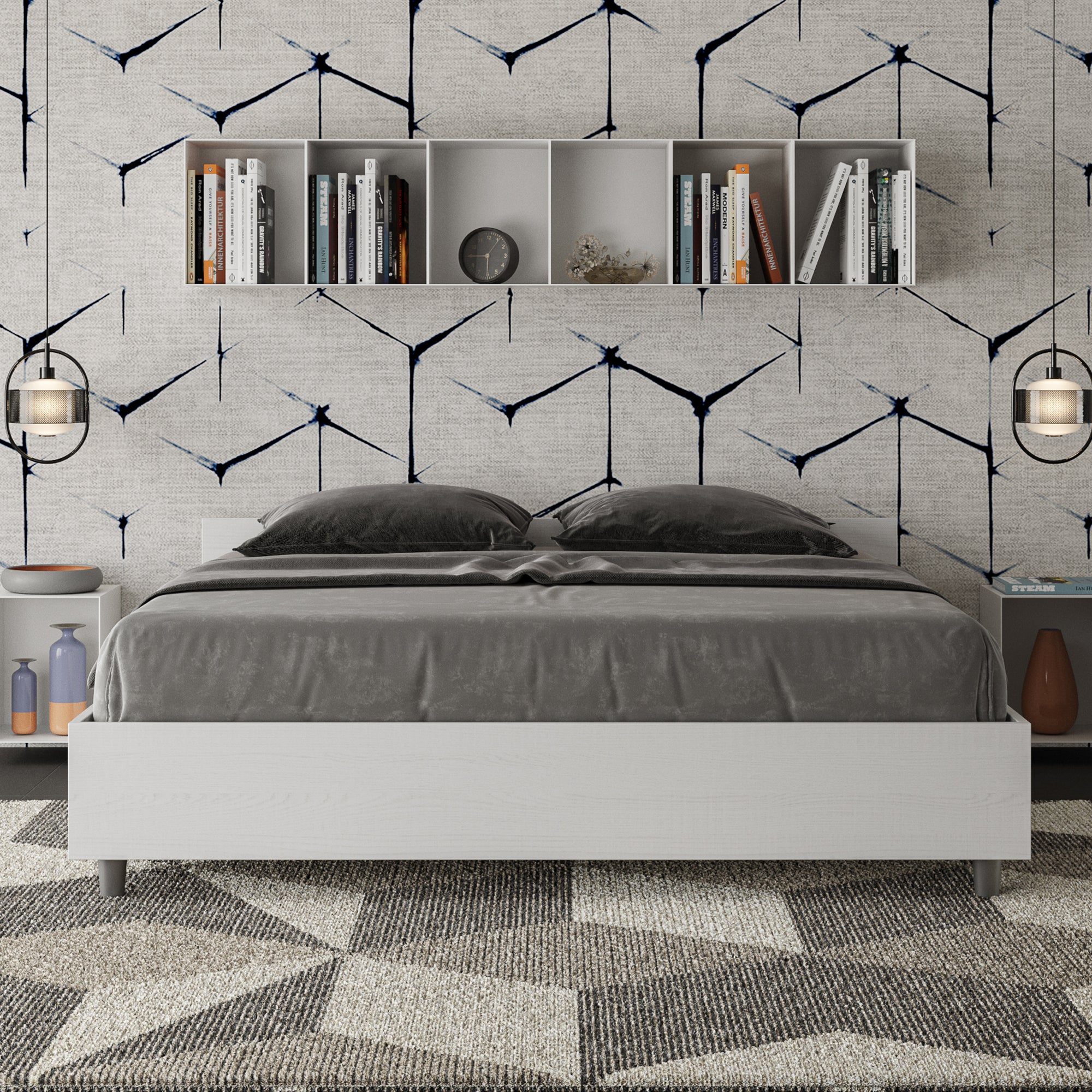 Letto Matrimoniale 160x200 cm Senza Rete Nuamo Bianco Frassino...