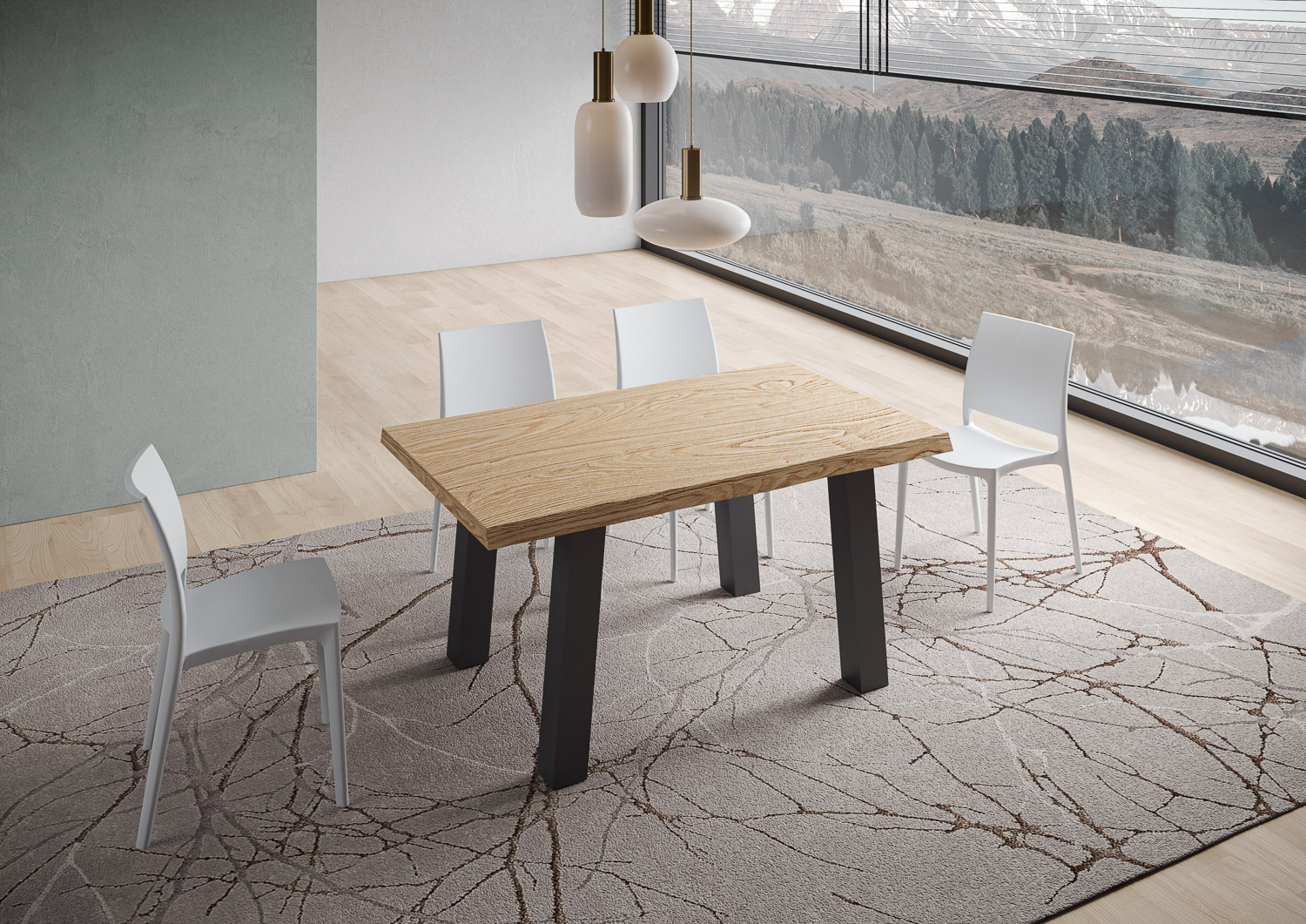 Bonussi Tavolo Fisso 160X90 Cm Svalen Rovere Scortecciato Gambe Antracite-image