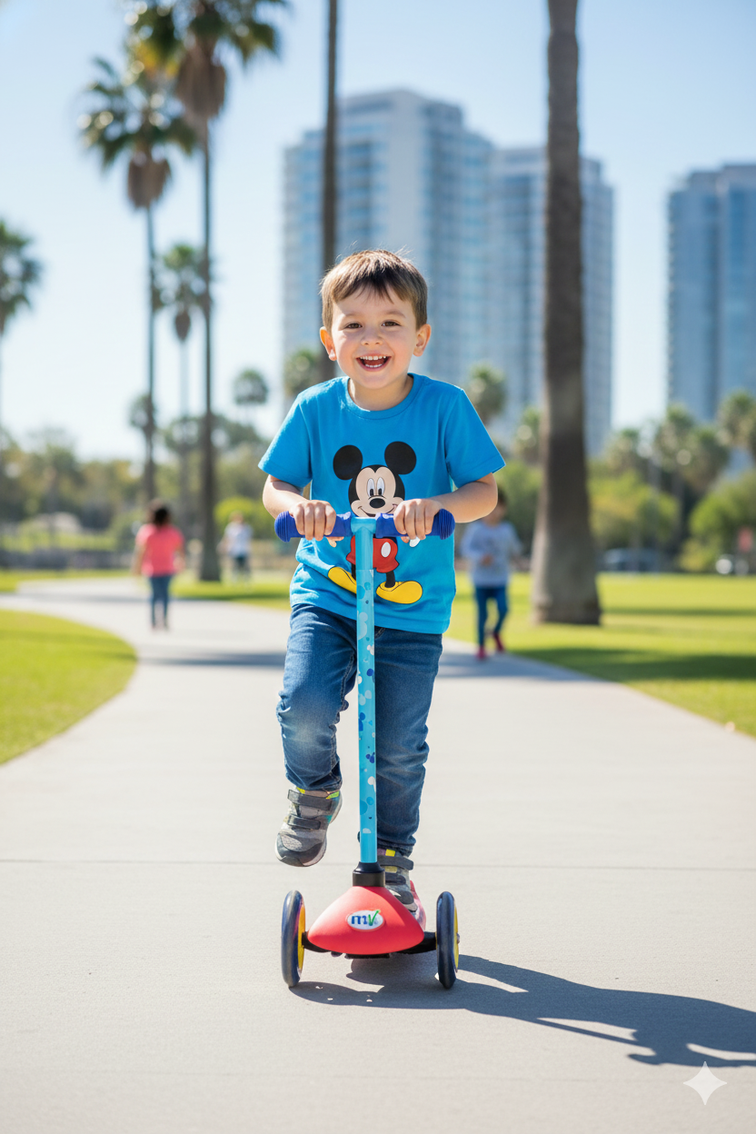 Monopattino Evolutivo a 3 Ruote con Cuscinetti ABEC-5 e Freno a Pedale Posteriore Disney Mickey Mouse Rosso...