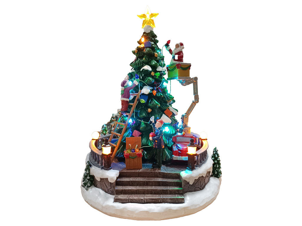 Villaggio Natalizio Albero con Babbo Natale 27h cm con Movimento Luci e Suoni...
