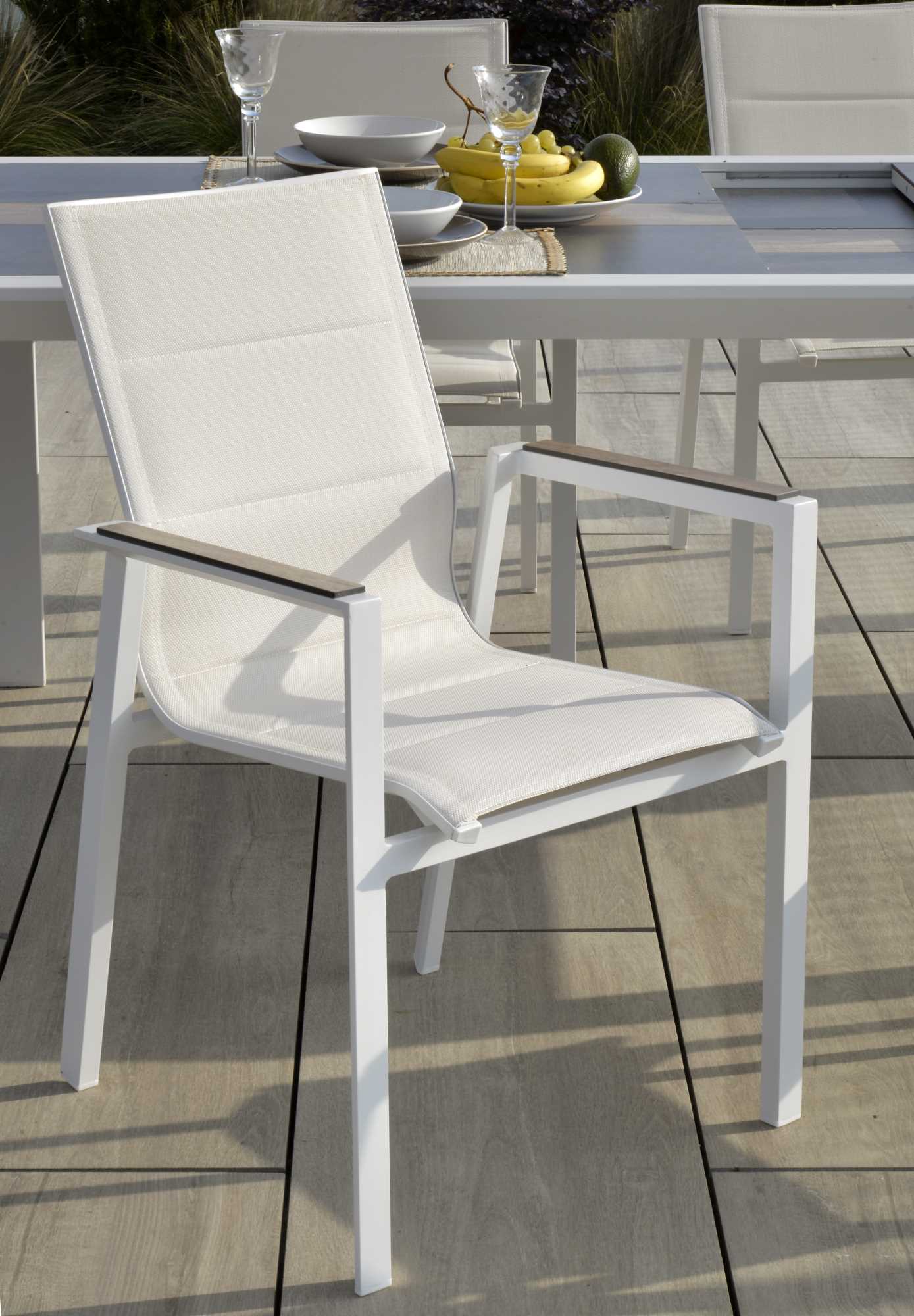 Sedia da Giardino 56x66xh90 cm in Alluminio e Texilene Riverside Bianco...