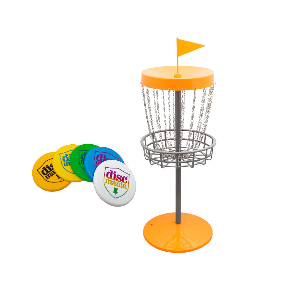 Set Mini Disc Golf Portatile H80 cm con 5 Mini Dischi Ø10 cm Giallo...