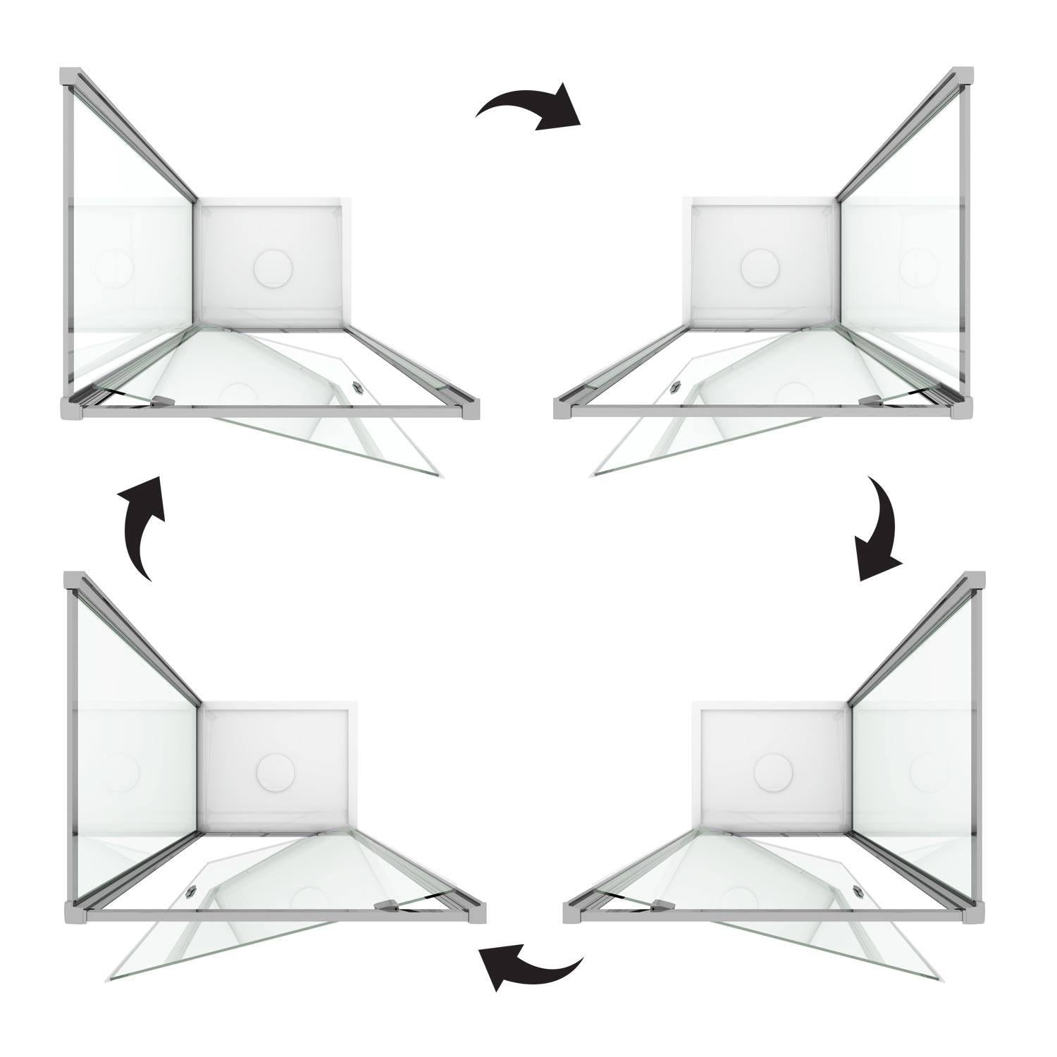 Box Doccia Angolare 80x80 cm 1 Anta Battente in Cristallo Trasparente 6mm H198 Fosterberg Aalborg Duo...