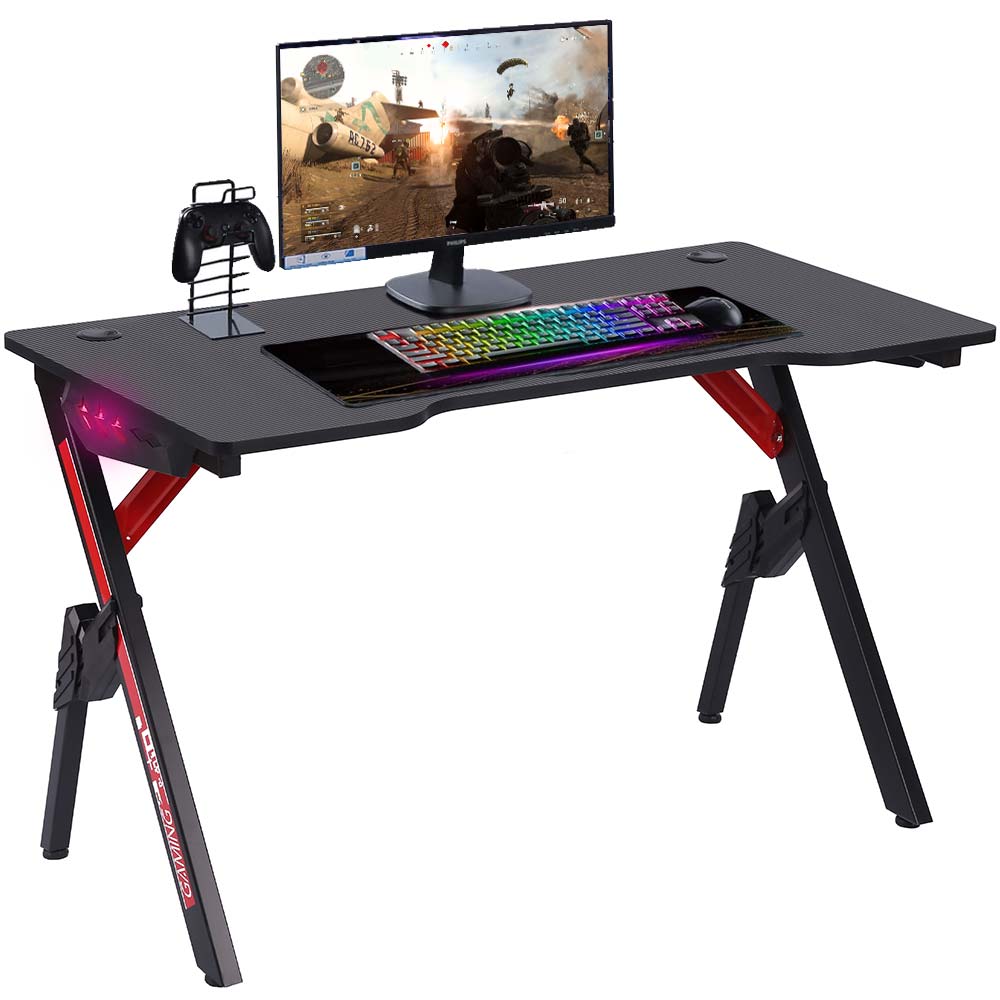 Scrivania Gaming Porta Pc Computer con Luci LED RGB e Tappetino Mouse Pad 80x30...