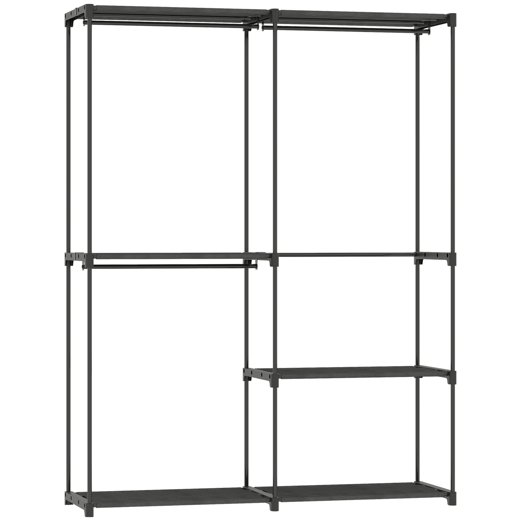 Armadio In Tessuto Pieghevole Grande - 132x44x170 Cm, 3 Barre Appendiabiti, 6 Tasche, Tubi Metallici 19 Mm, Per Camera O Campeggio