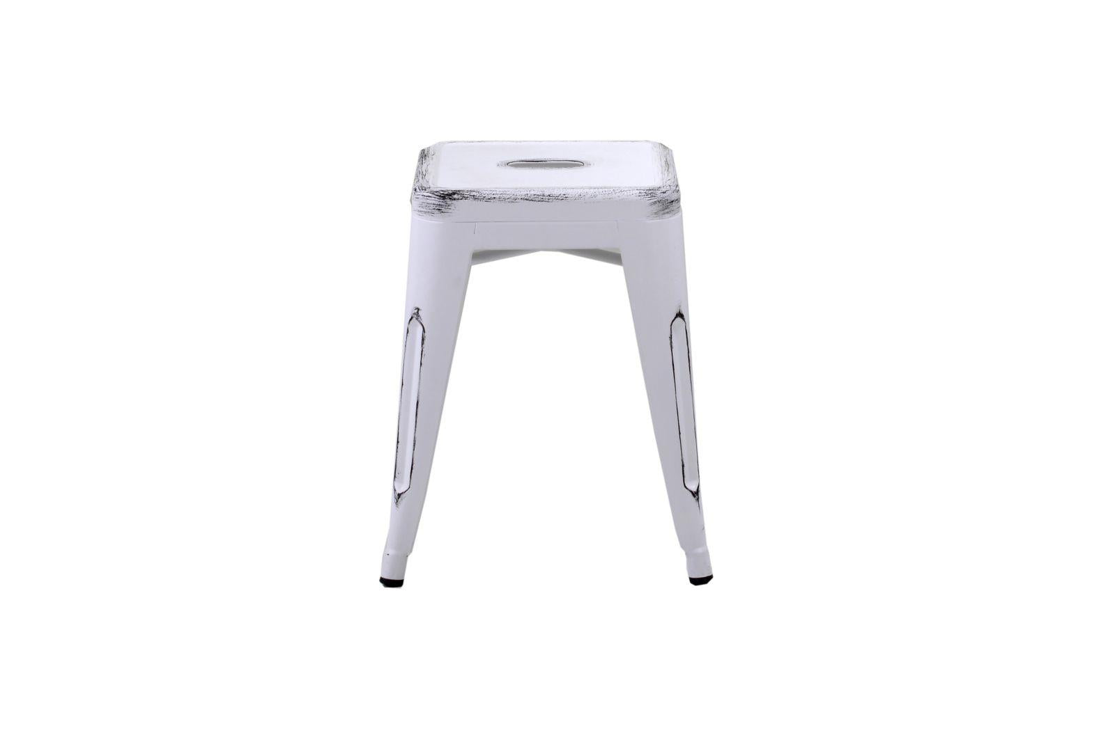 Sgabello Bristol 39x39xh45 cm in Ferro Bianco Antico...