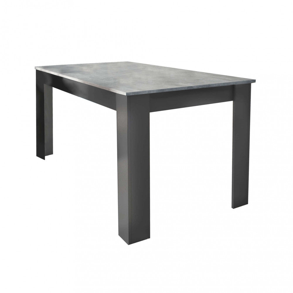 Tavolo Pepper 138x80x75 cm in Truciolare bilaminato Antracite e Grigio effetto Cemento