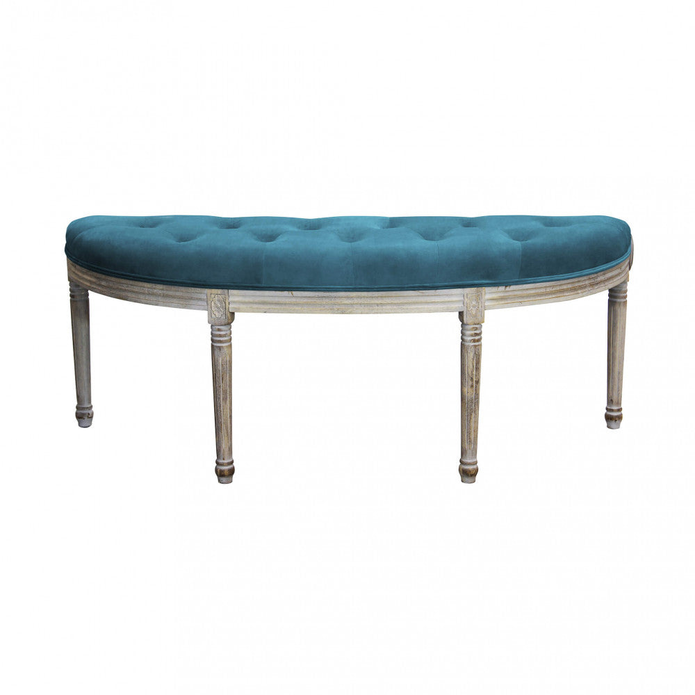 Panca Margi in Velluto Blu 125x45x48 h cm in Legno Blu...