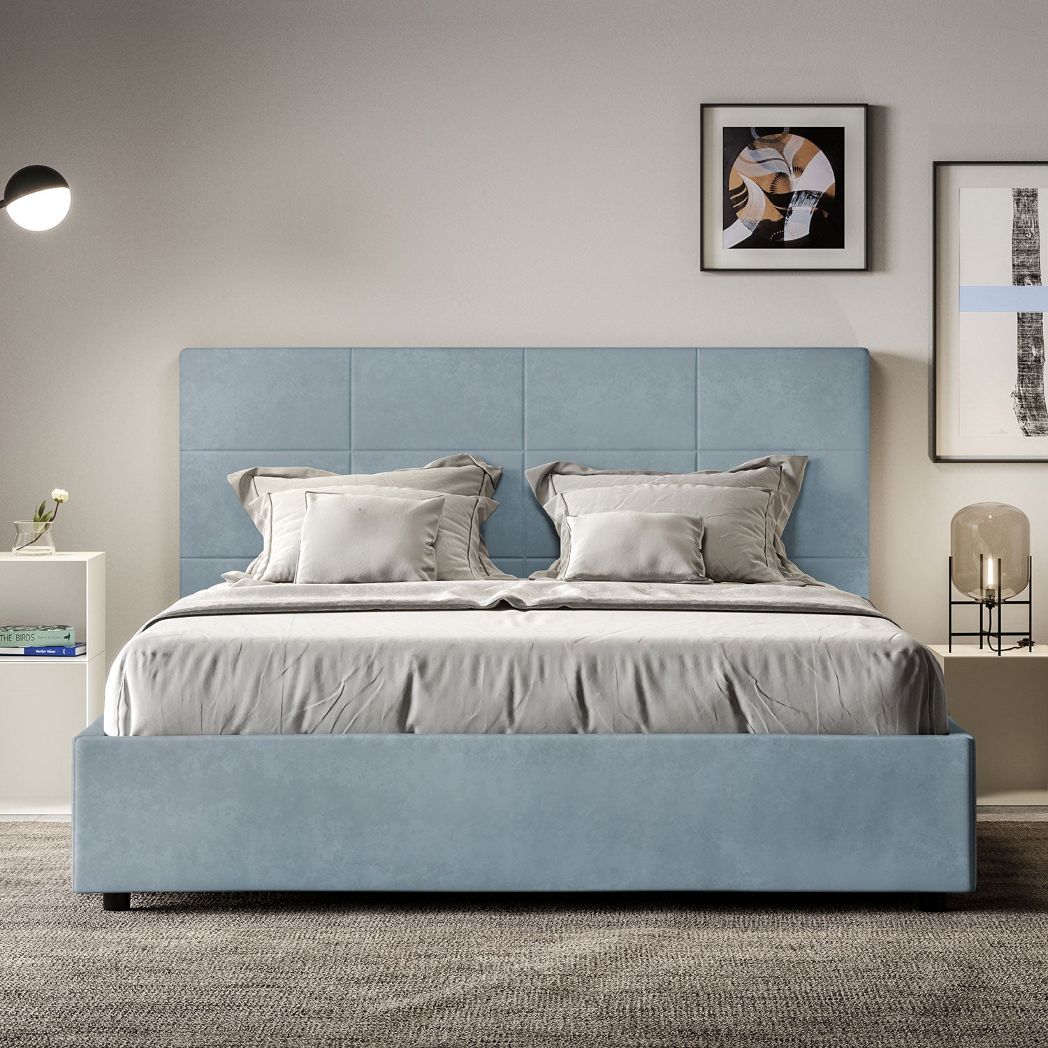 Letto Matrimoniale Francese 140x200 cm Senza Rete Mika Azzurro...