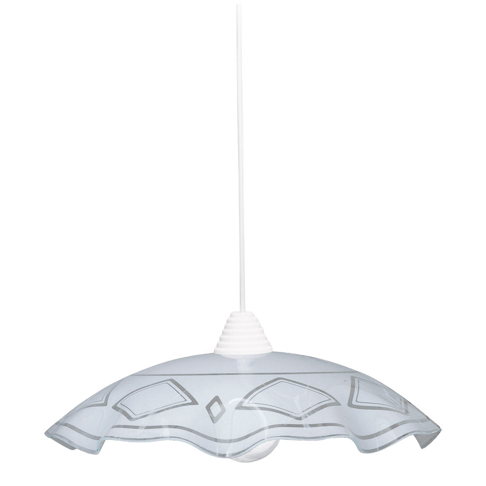 Image of Sospensione D50 1xE27 Montatura Bianca Vetro Lastra Bianco E-Energy Brigida