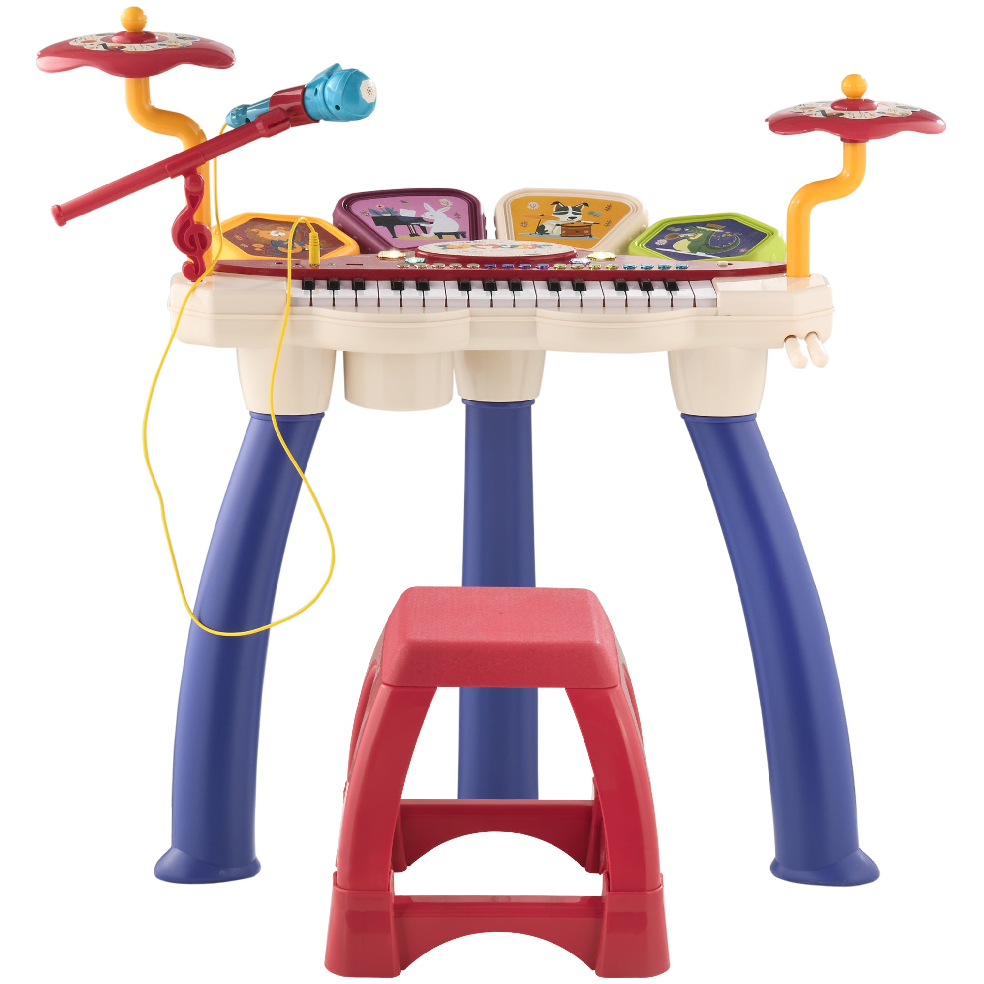 Pianola 32 Tasti con Sgabello e Microfono Karaoke Mp3 e Registratore Multicolore