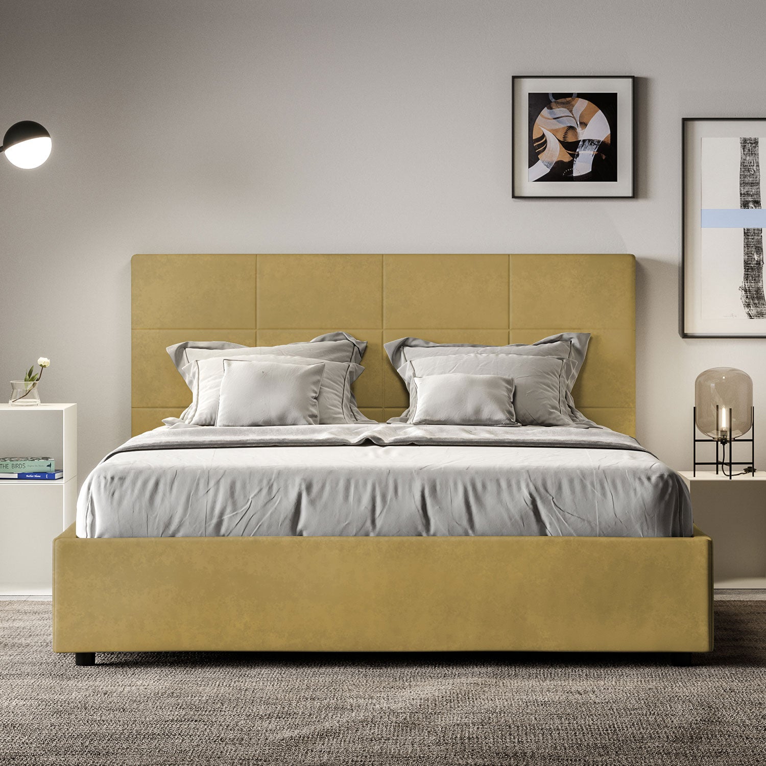 Letto Matrimoniale Francese 140x190 cm Senza Rete Mika Ocra...