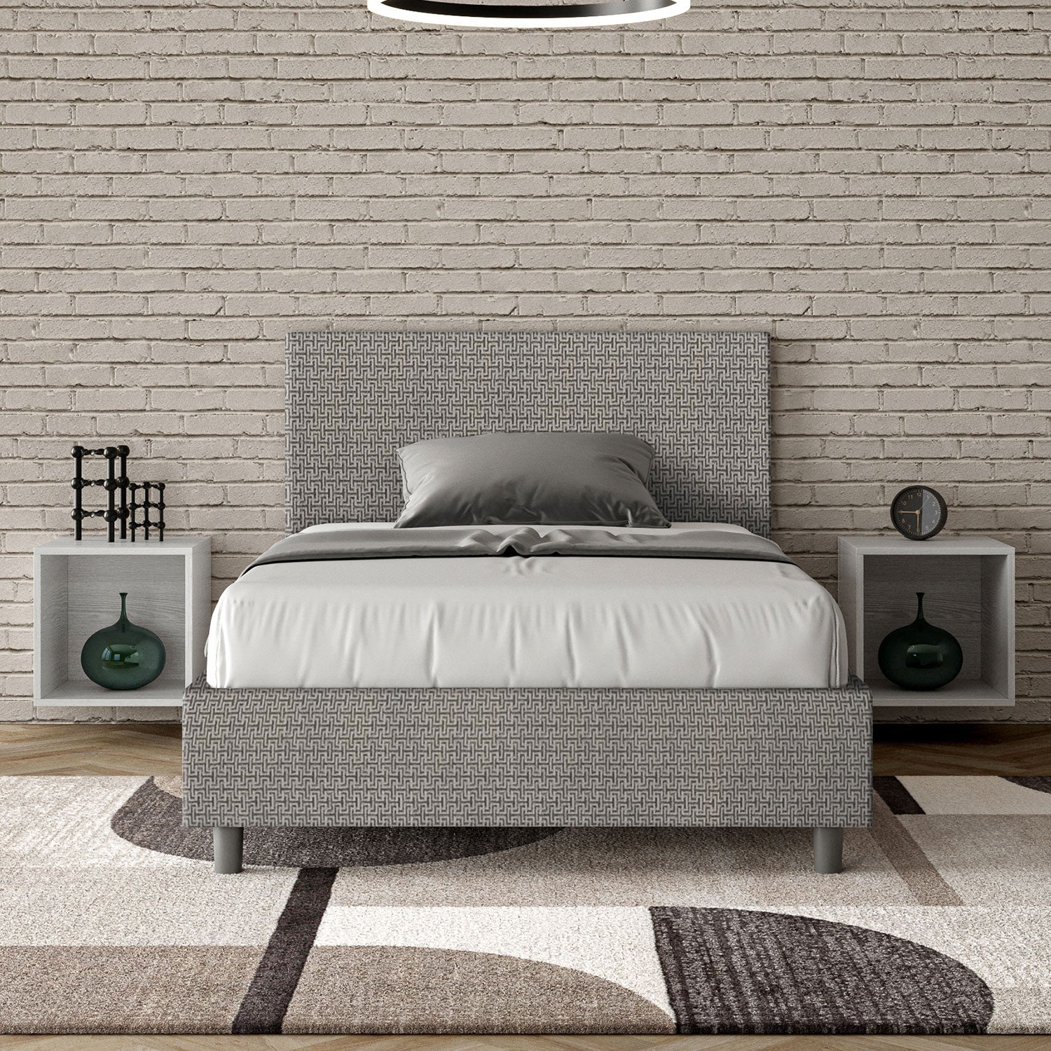 Letto 1 Piazza e Mezzo 120x200 cm Senza Rete Adele Labirinto 02 Grigio...