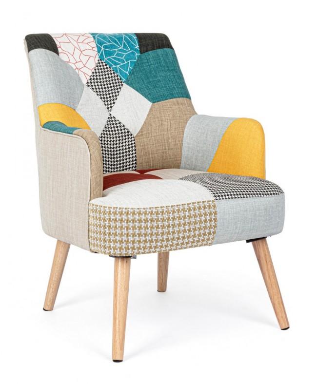 Image of Poltrona Imbottita 60x67x79 cm in Tessuto Patchwork