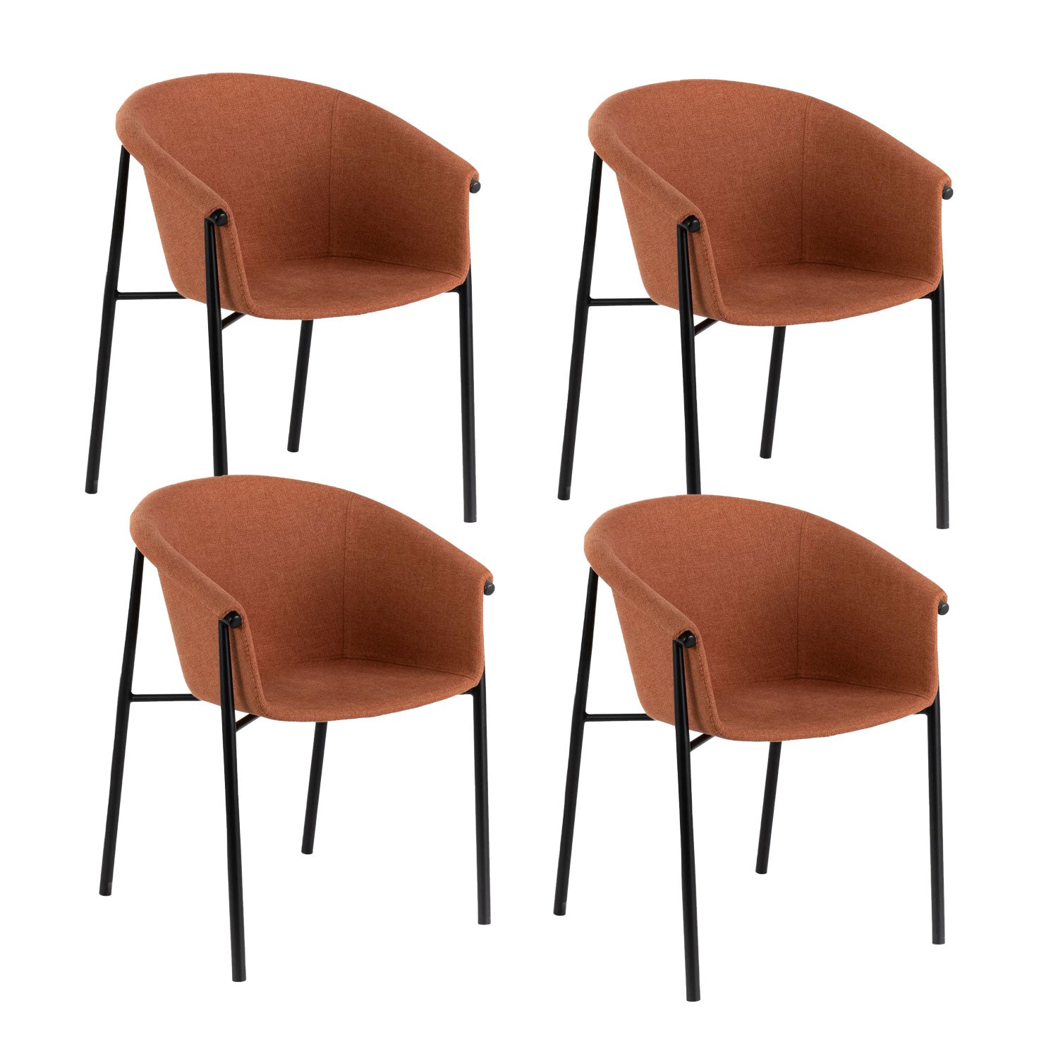 Image of Set 4 Sedie 58x56xH79 cm in Tessuto Nari Ruggine
