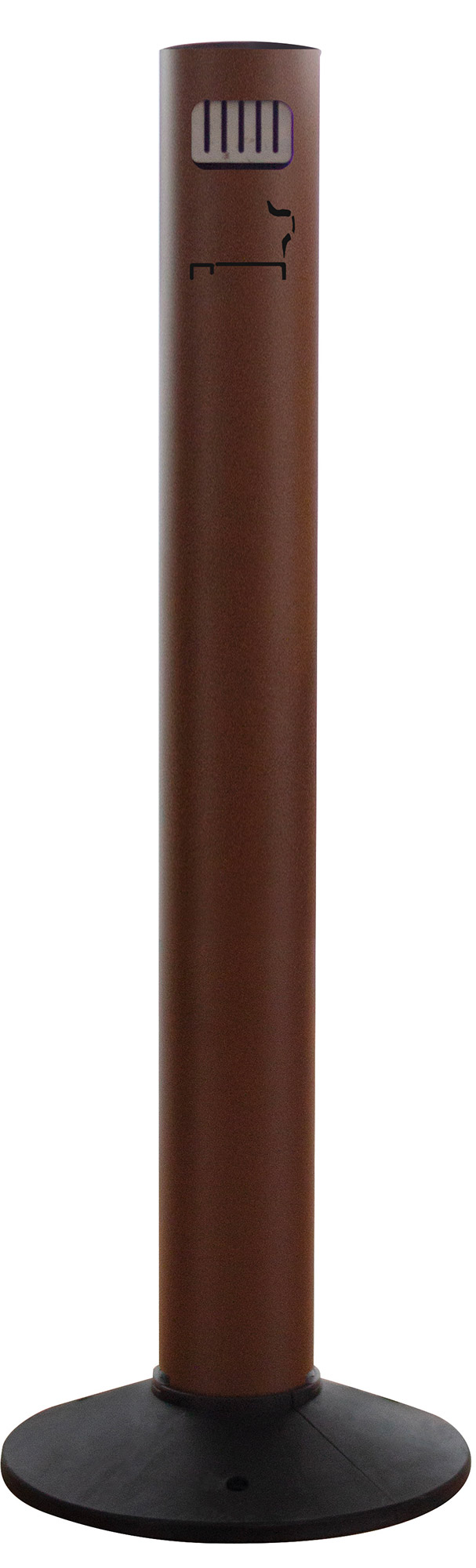 Image of Posacenere a Colonna Ø11,7xh105 cm in Alluminio Verniciato con Contenitore Interno Marrone