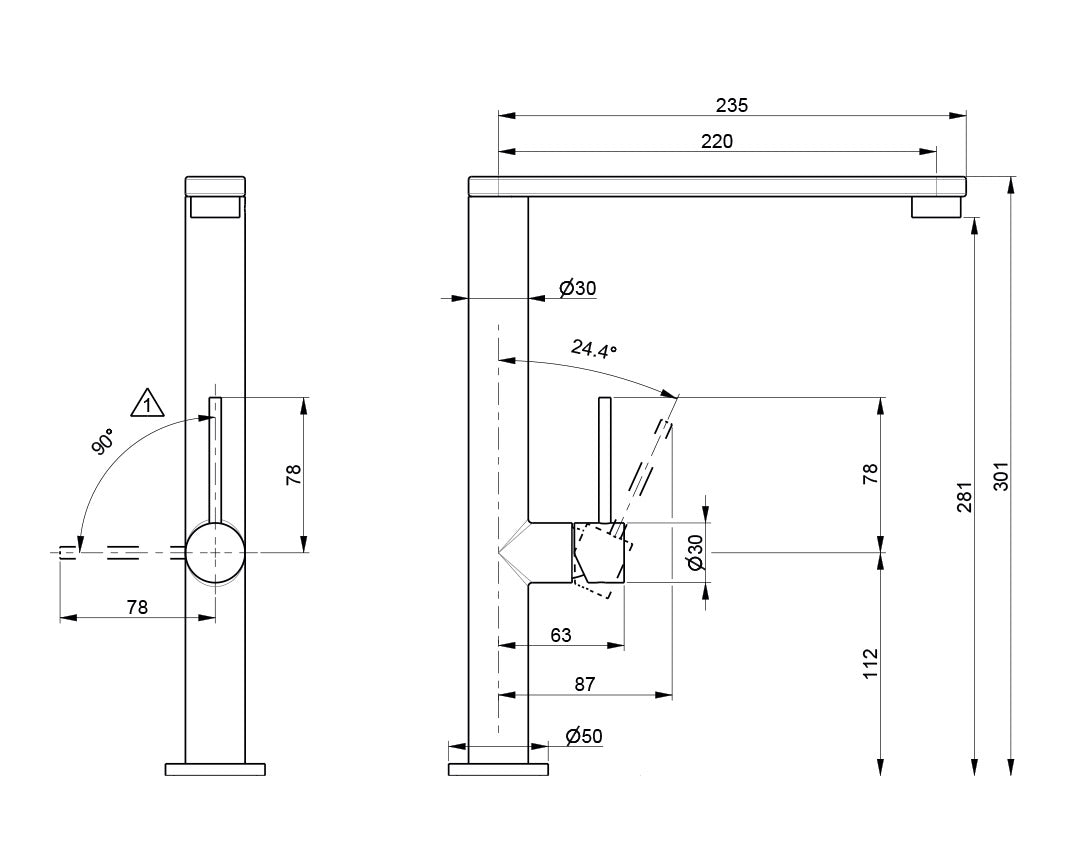 Rubinetto Cucina Miscelatore Monocomando Lavello Canna Piatta in Acciaio Inox River...