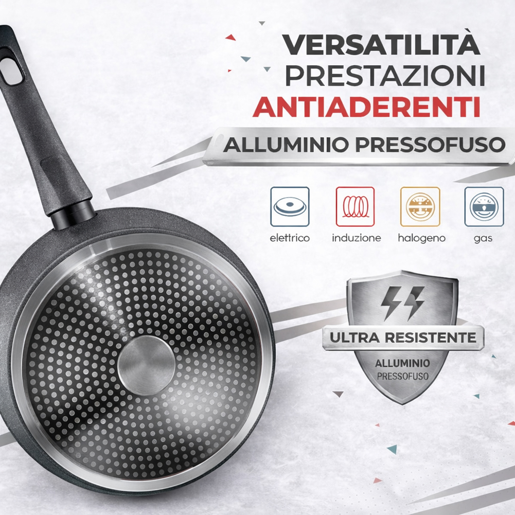 Set 24 Pezzi Batteria di Pentole Manici Removibili Rubino Suprem in Alluminio Pressofuso Grigio...