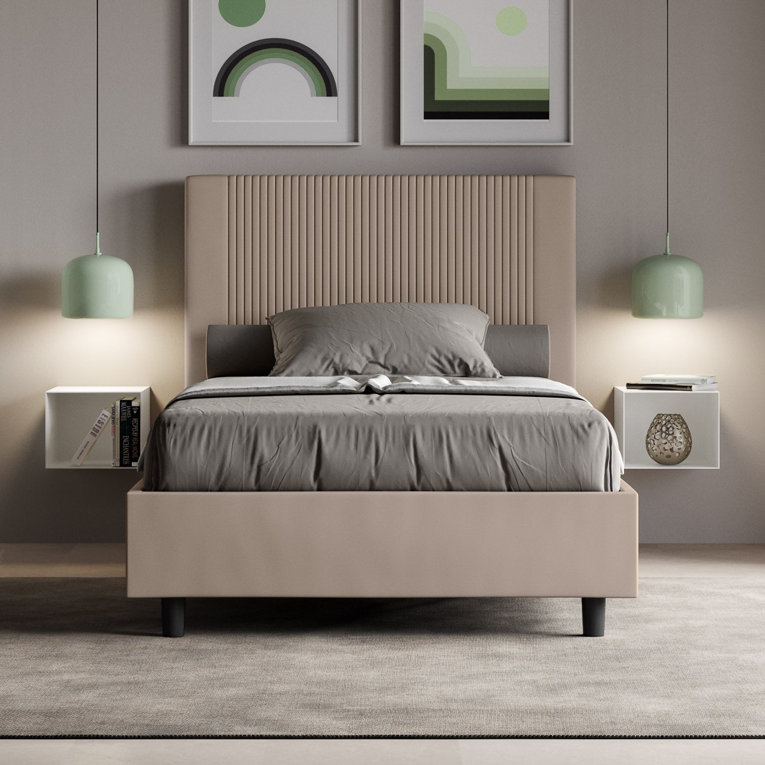 Letto Matrimoniale 160x200 cm Senza Rete Goya Tortora...