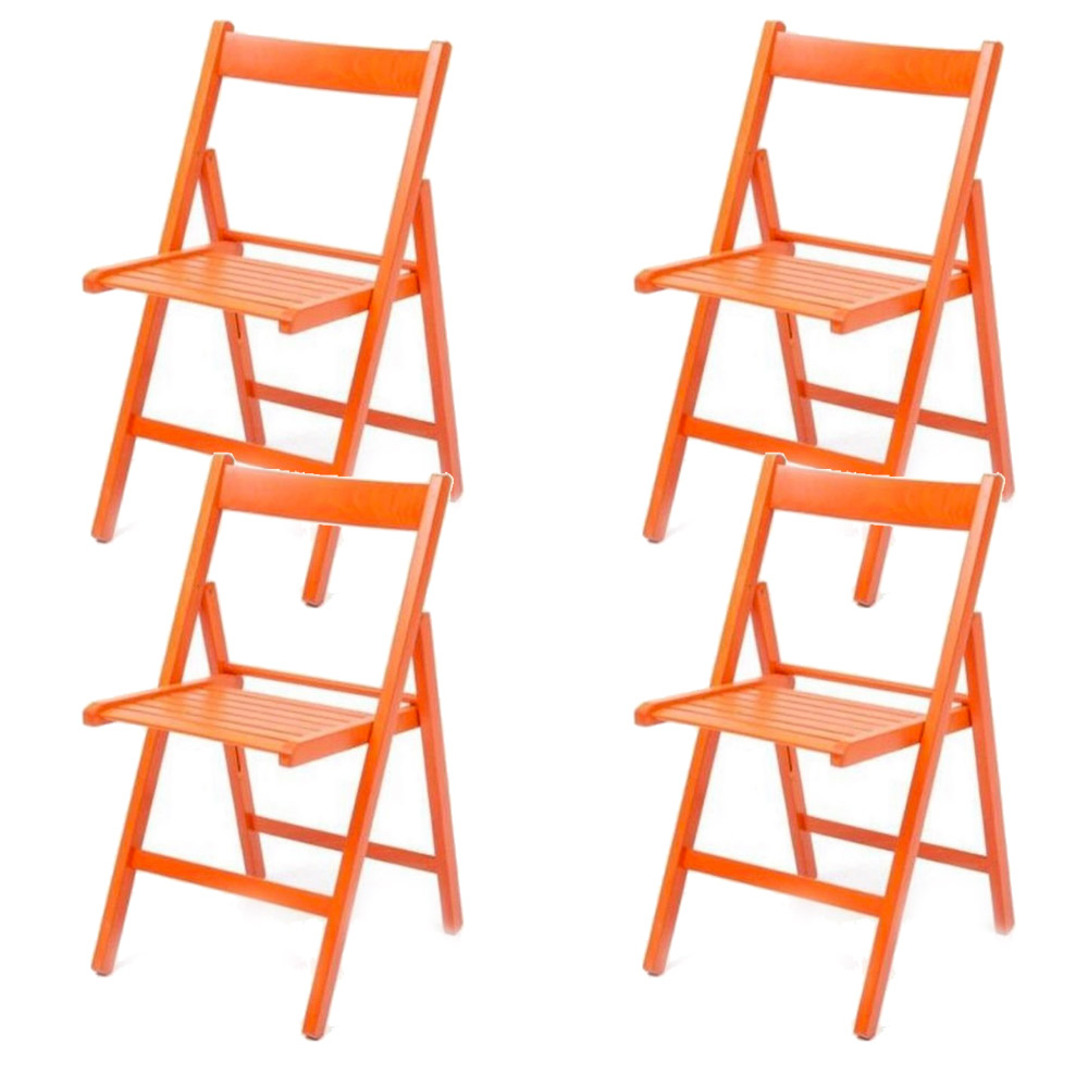 Image of Set 4 Sedie pieghevoli 42,5x47,5x79 cm Penelope in legno arancio