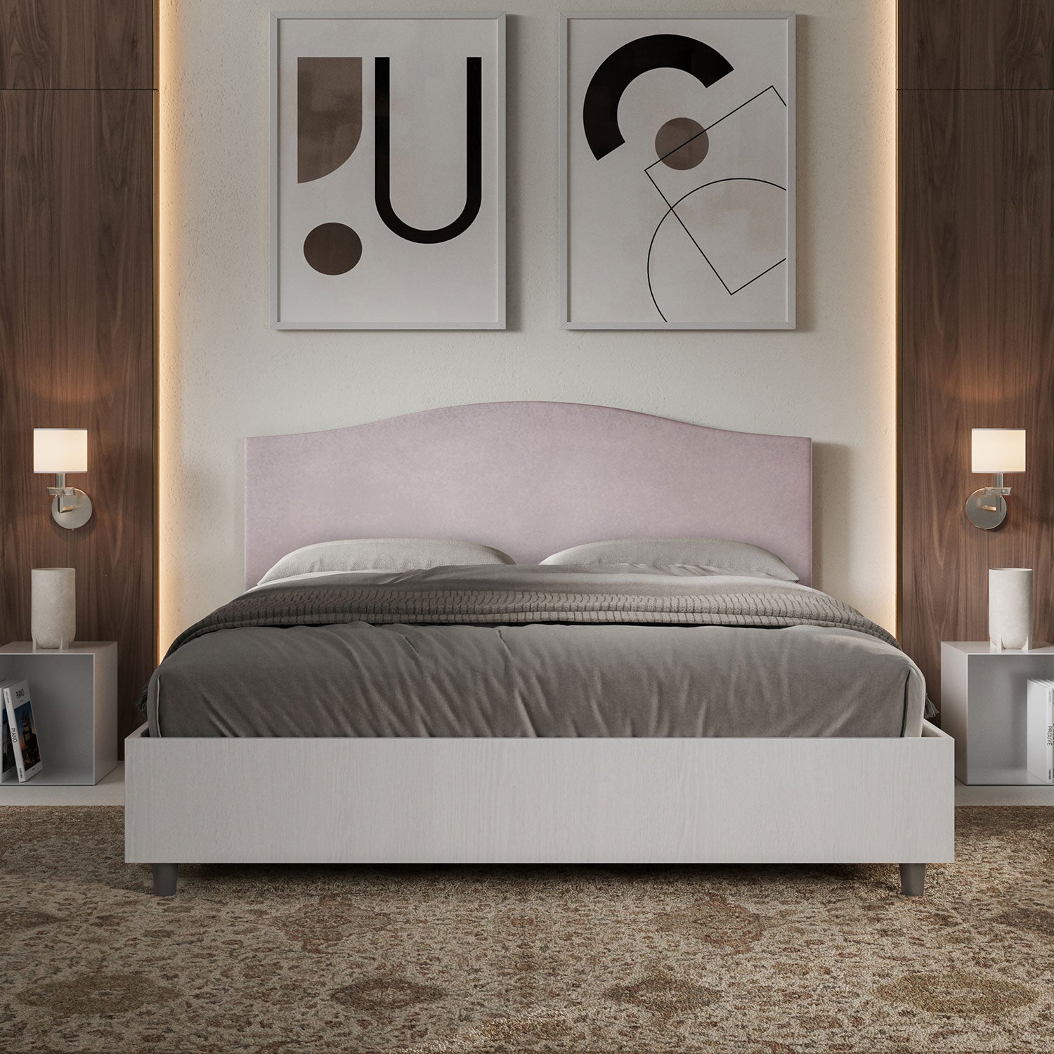Letto Matrimoniale 160x200 cm Senza Rete Grace Glicine...