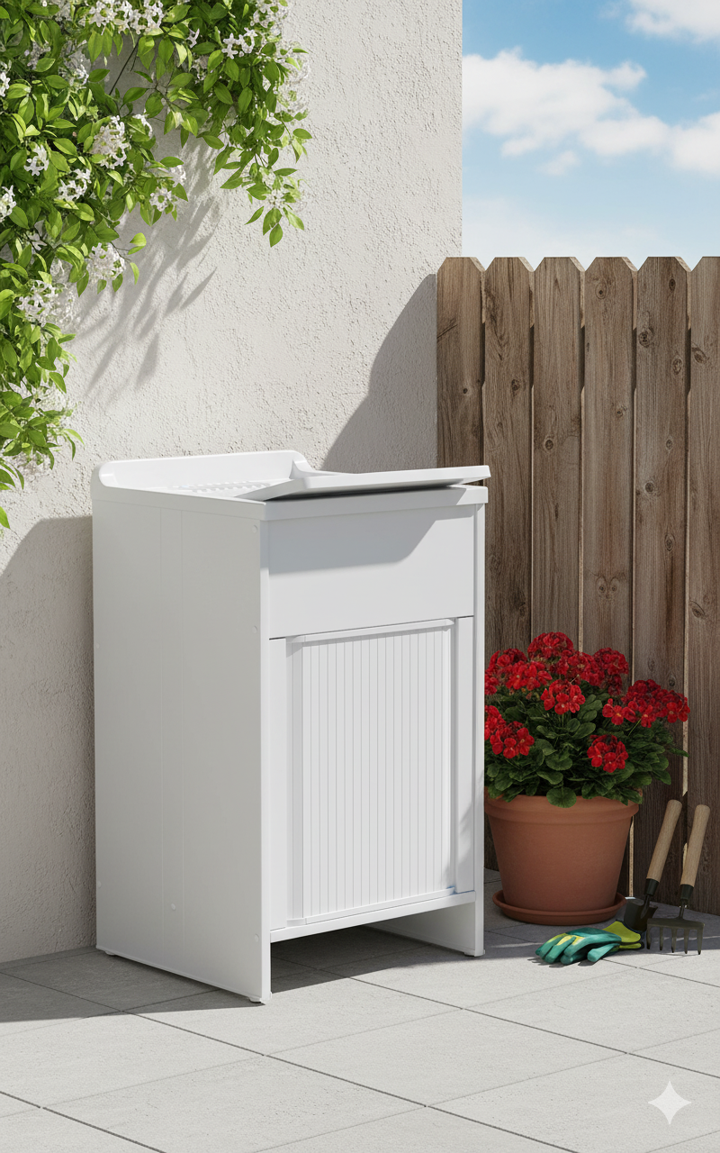 Mobile Lavatoio in PVC 50x50x85 cm con Serranda Forlani Esterni Roc Bianco...
