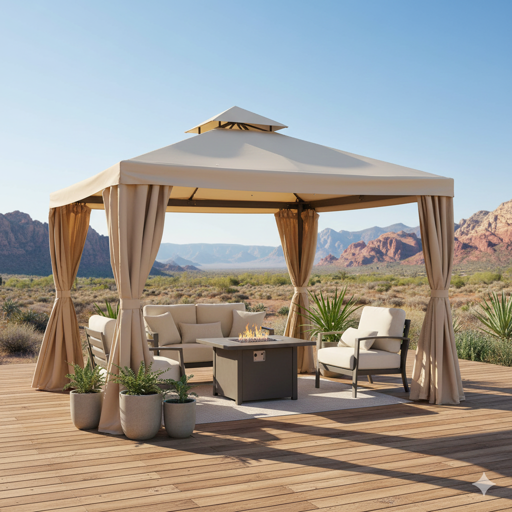 Gazebo da Giardino 3x3m in Alluminio Dallas Lujo Beige...