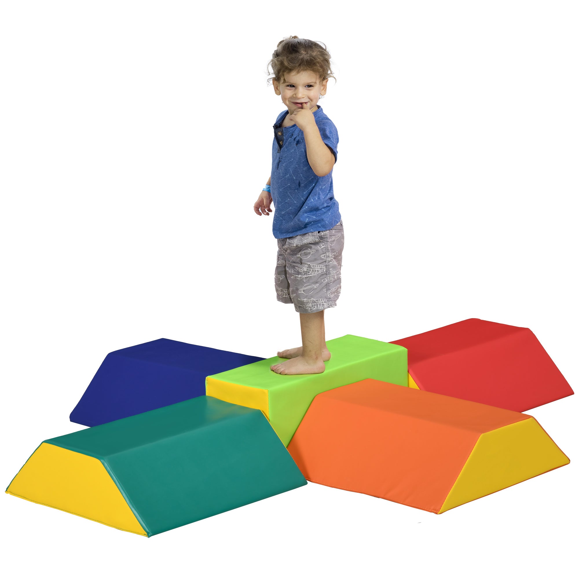 Image of Set 5 Costruzioni Morbide Rettangolo e Trapezio in PU e EPE Multicolore