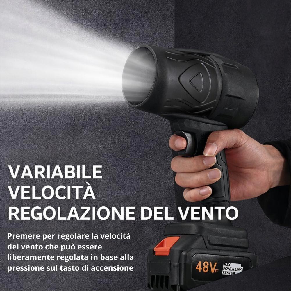 Soffiatore per Foglie o Trucioli Alta Velocità 2 Batterie e Valigetta per Auto o Bricolage...