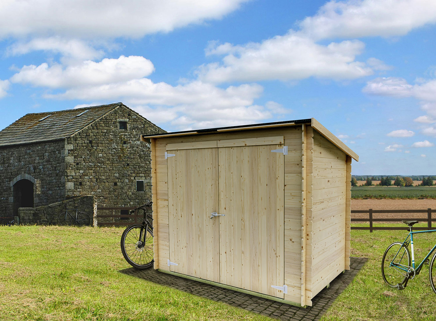 Casetta Box da Giardino Addossata 218x130x146-167A cm Bh16 Eureka in Legno di Abete PEFC...