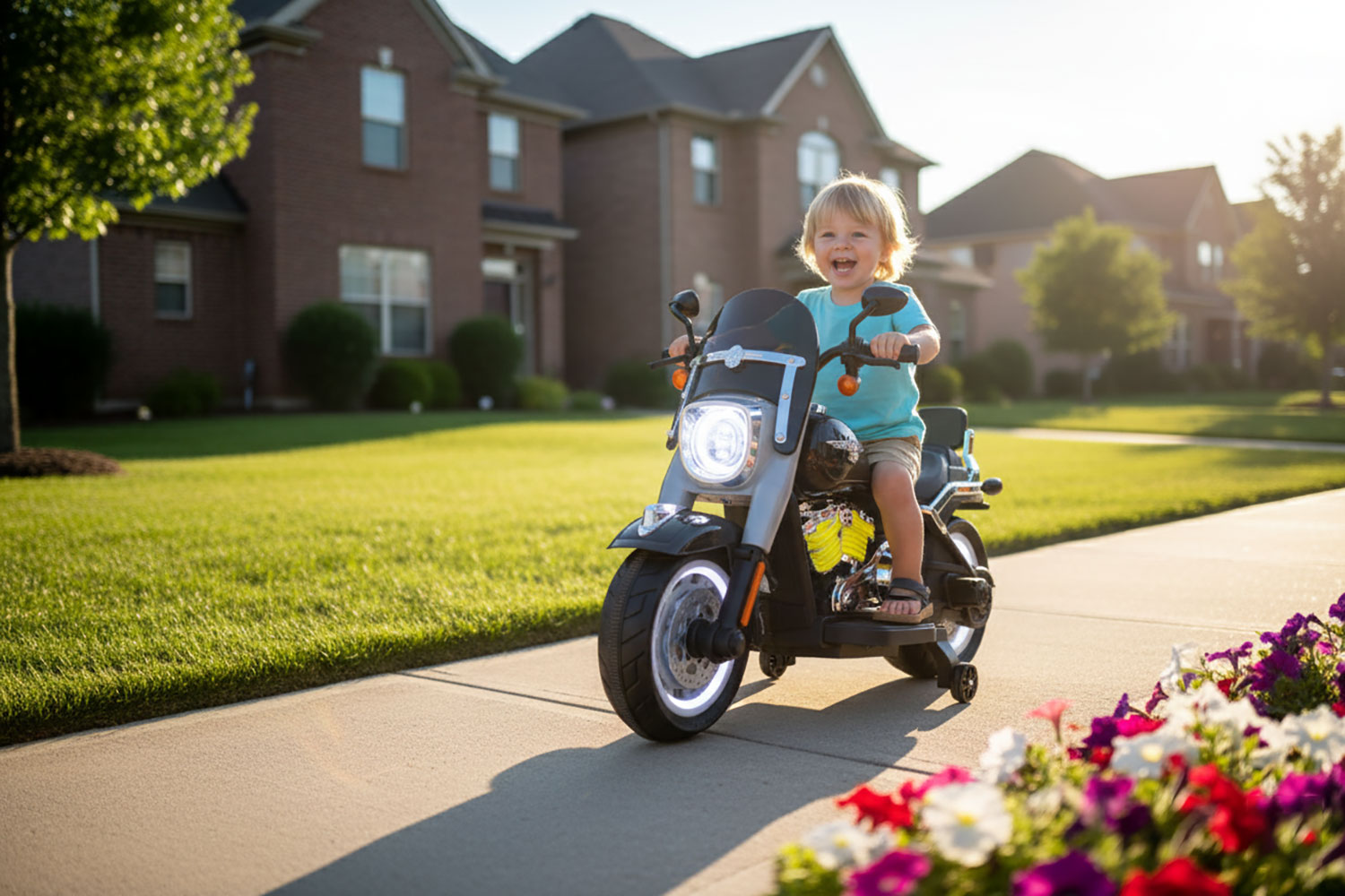 Moto Elettrica per Bambini Cruiser Acceleratore a Manubrio 12V 7Ah Nero...