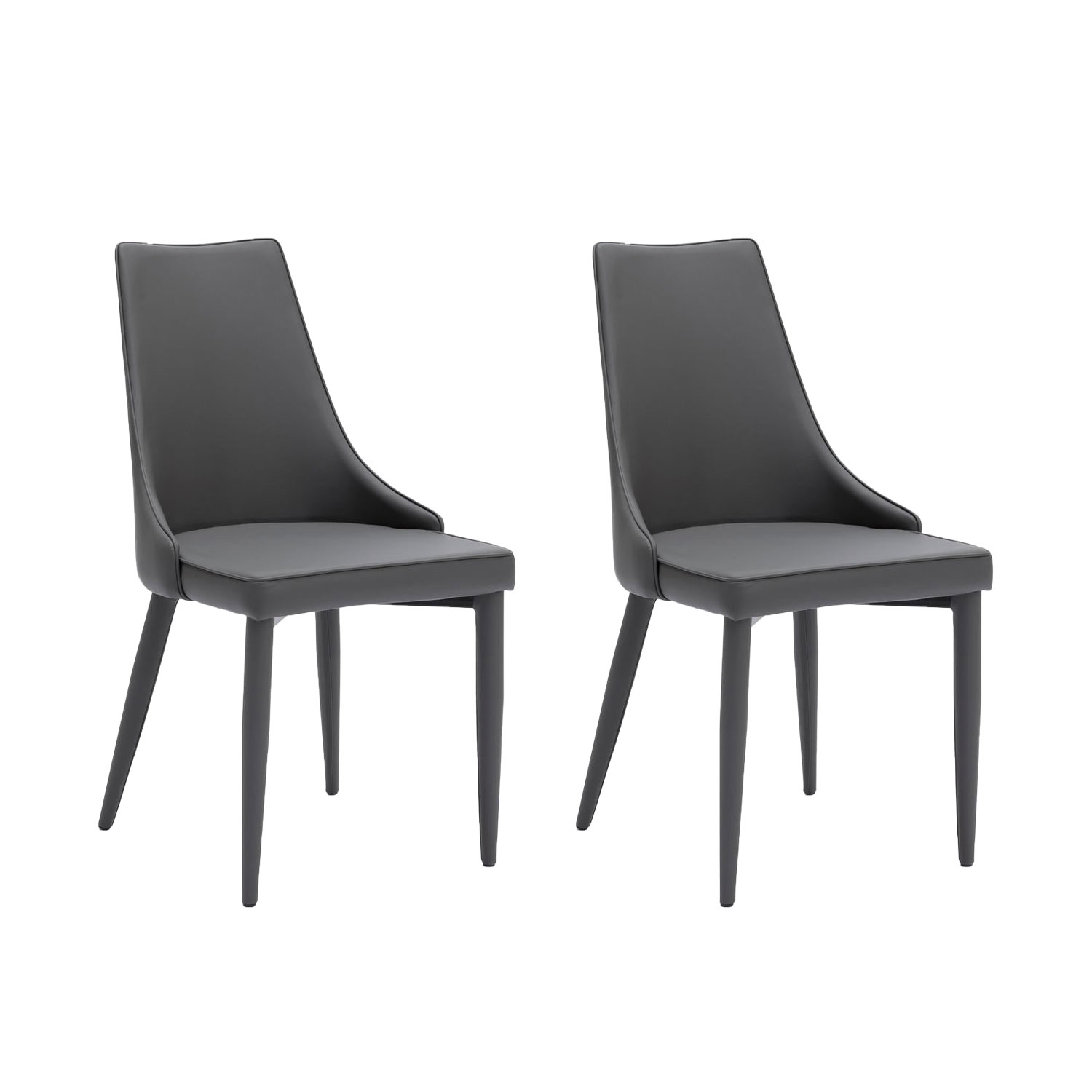 Image of Set 2 Sedie 46x46xH91 cm in Similpelle e Metallo Myriam Grigio scuro