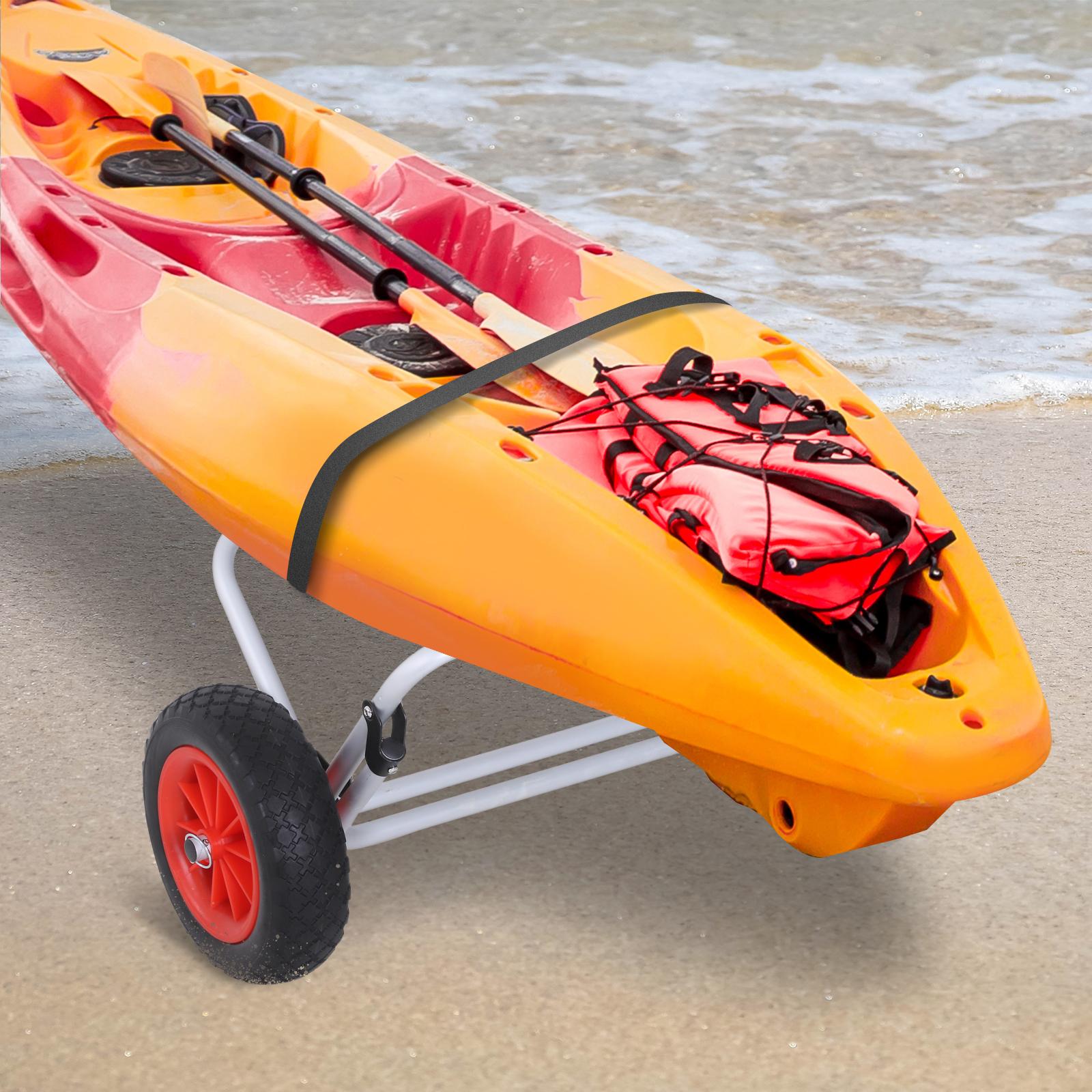 Carrello per Kayak Pieghevole in Alluminio 60x30x37 cm Max 60kg Argento e Nero...