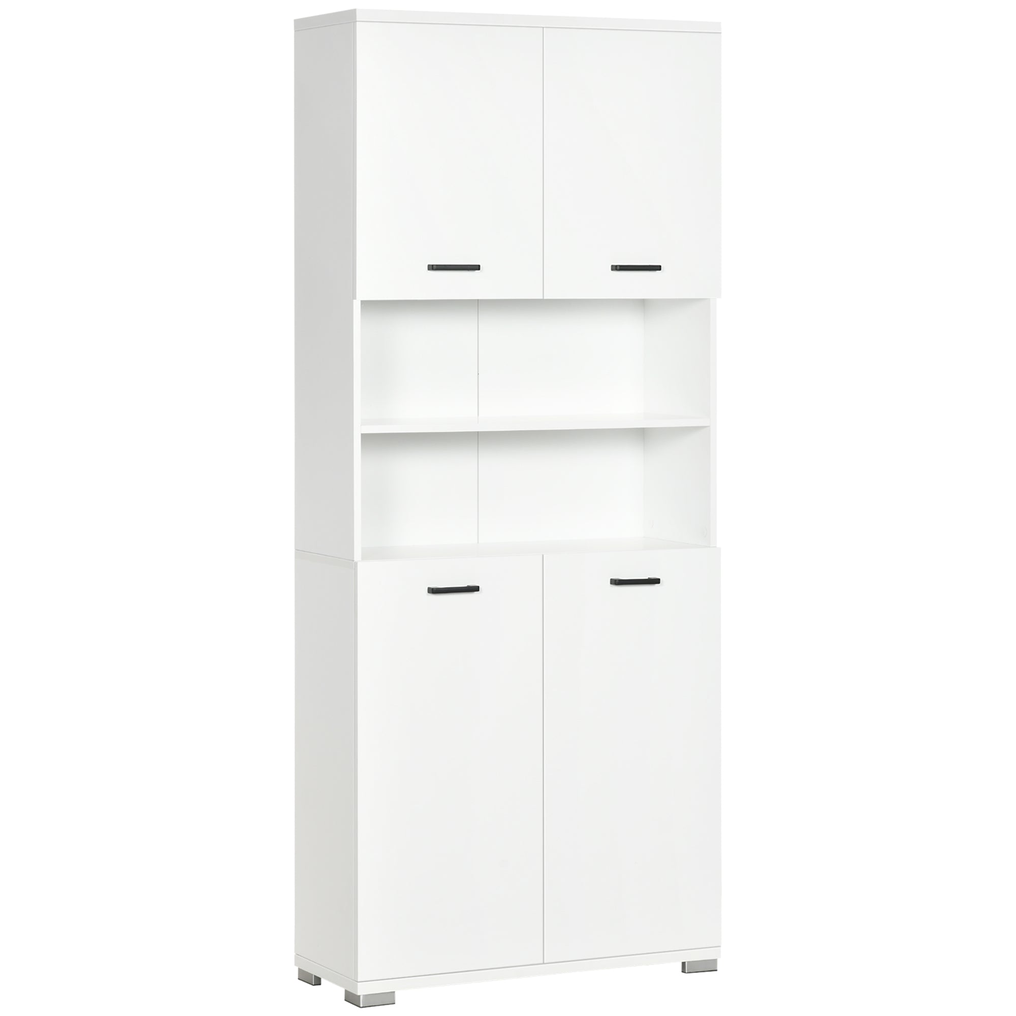 Mobile Bagno 4 ante 2 Ripiani 80x33,5x190 cm in Truciolato Bianco