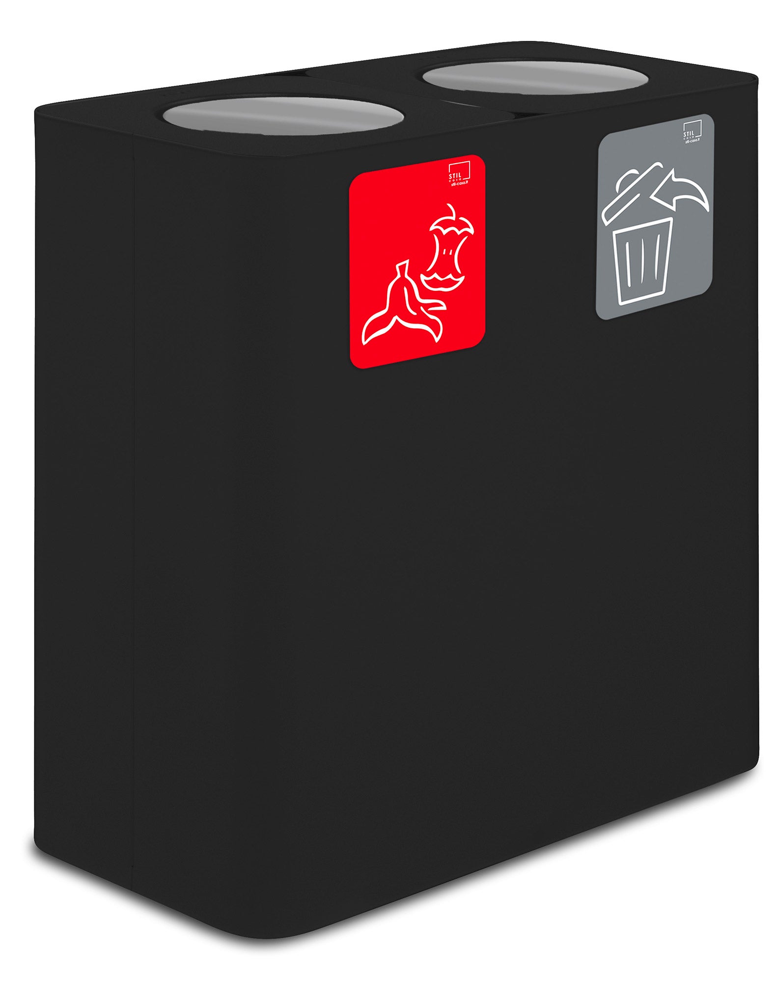 Pattumiera Sistema di Raccolta Rifiuti 77x38xh80 cm in Acciaio 3 Scomparti Nero...