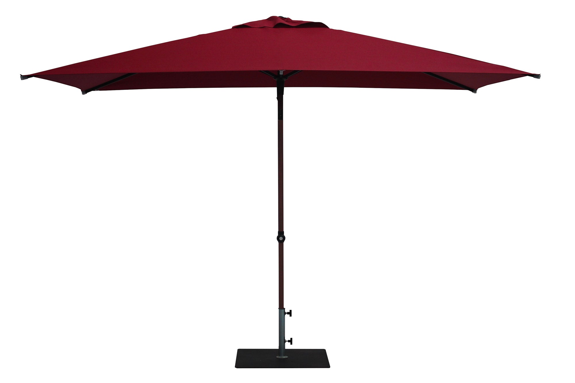 Ombrellone da Giardino 3x2 m Palo Ø38 mm in Alluminio Effetto Legno Tessuto Olefin Trend Wood Bordeaux