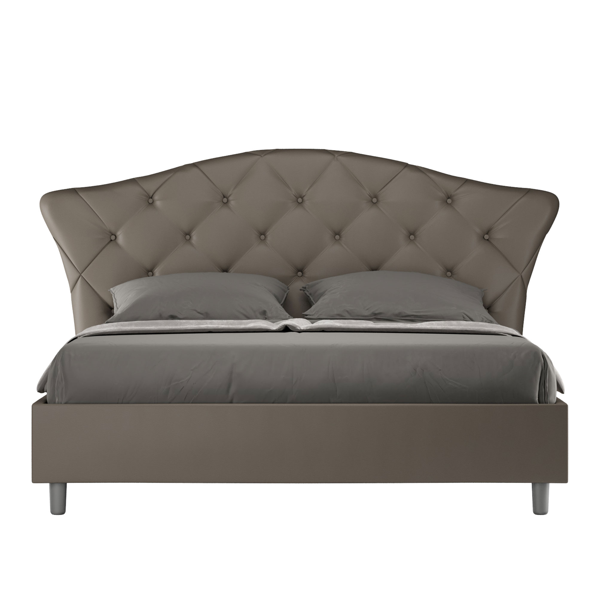 Letto Matrimoniale 160x210 cm con Rete e Contenitore con Testata e Alzata Comoda Imbottito in Similpelle Langre