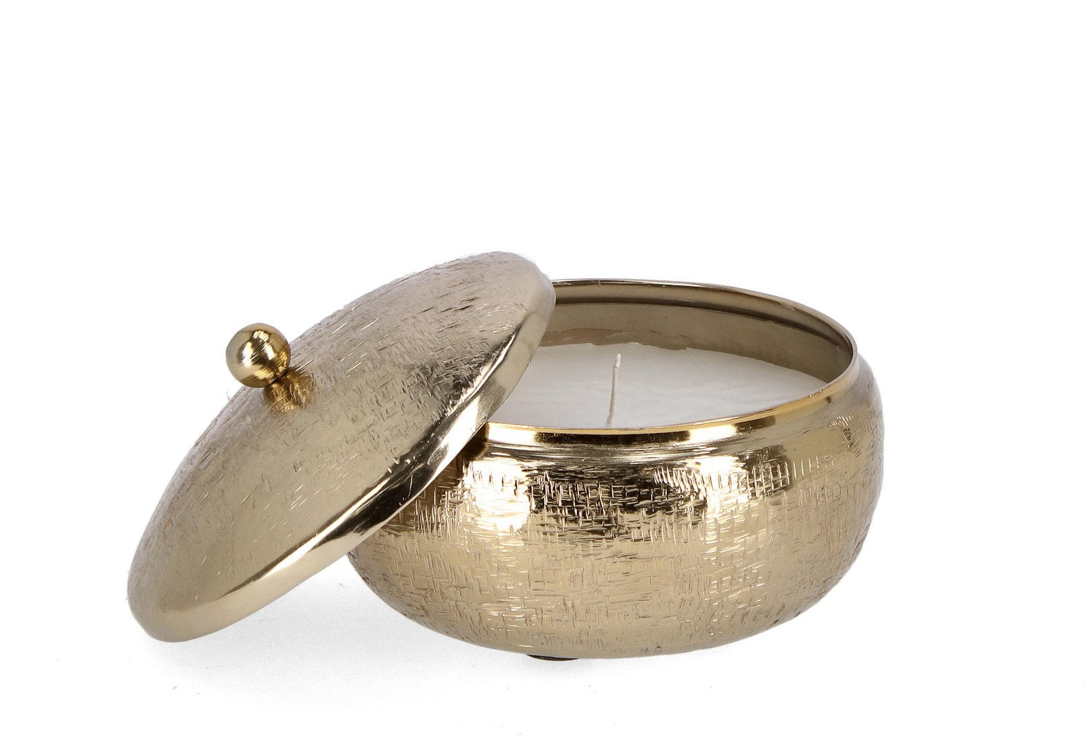 Image of Candela con Coperchio Ø16,5x8 cm in Metallo Lathe Bomb Oro