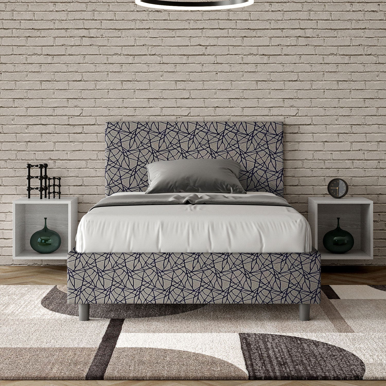 Letto 1 Piazza e Mezzo 120x200 cm Senza Rete Adele Era 09 Blu...