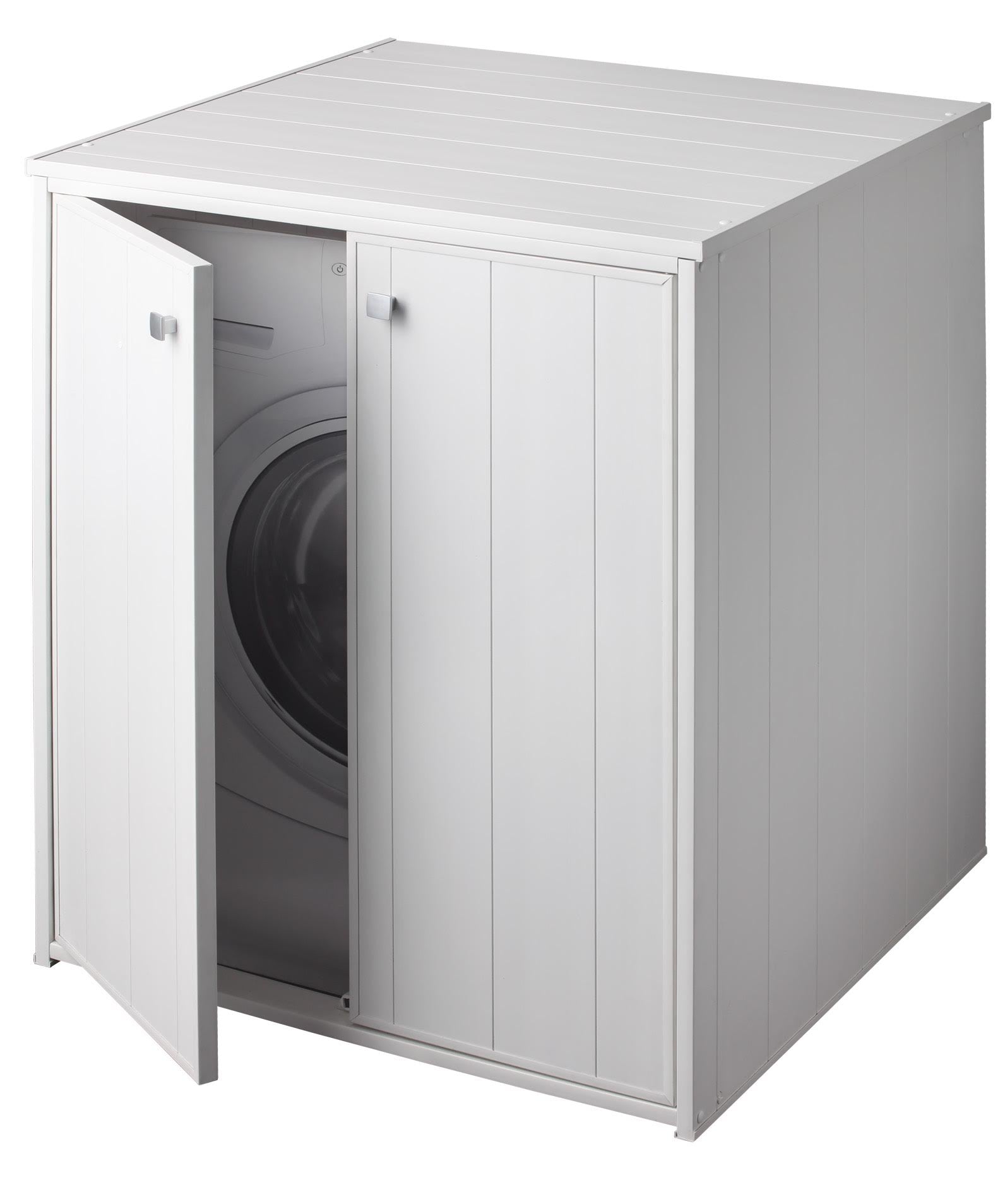 Coprilavatrice da Esterno in PVC 77x71x93,5 cm 2 Ante Forlani Laundry XXL Bianco