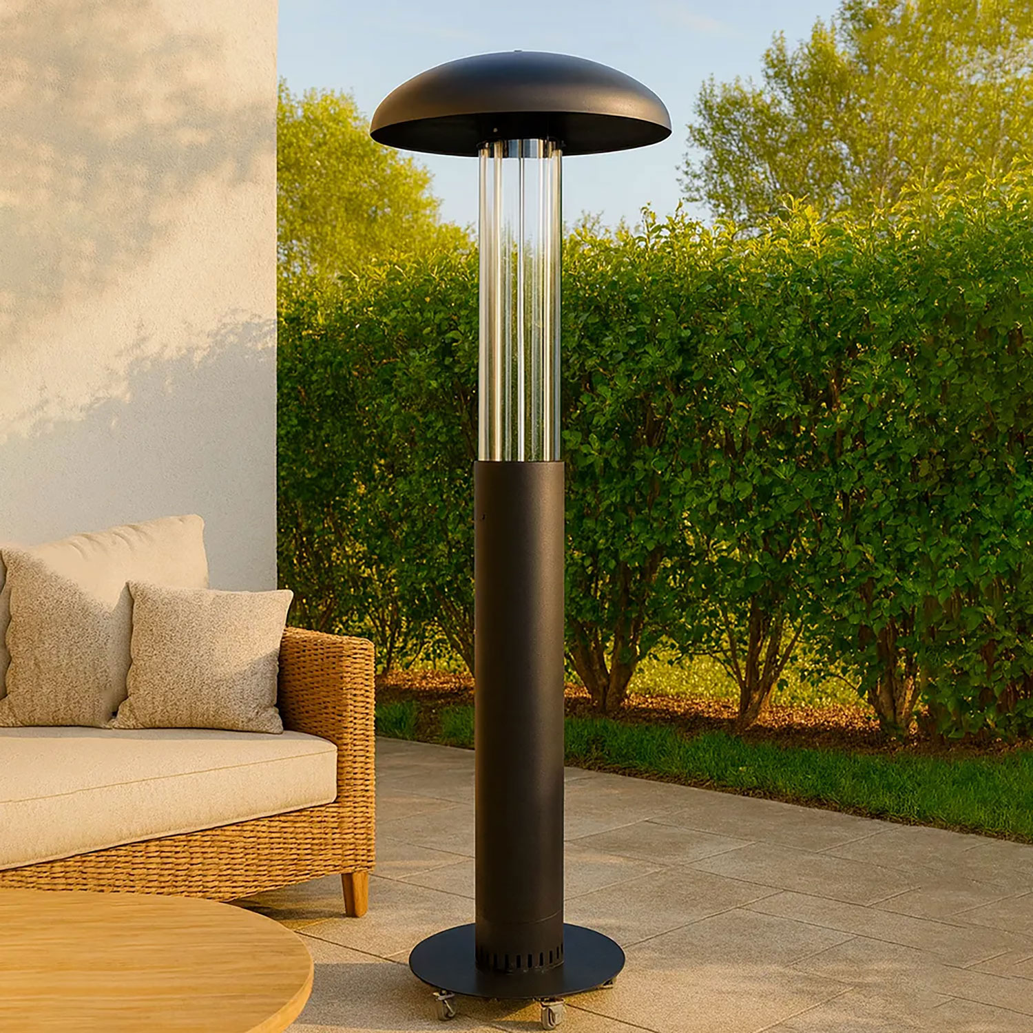 Stufa a Fungo a Pellet Max 7kW Struttura con Vetro Protettivo Lumea Nero...