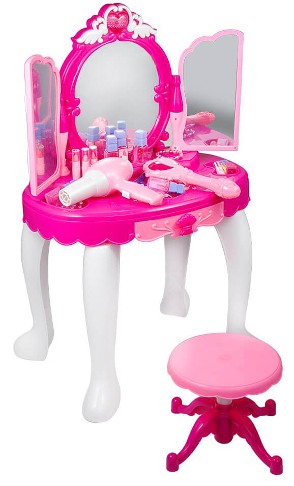 Specchiera Giocattolo per Bambini con Sgabello Miller Rosa