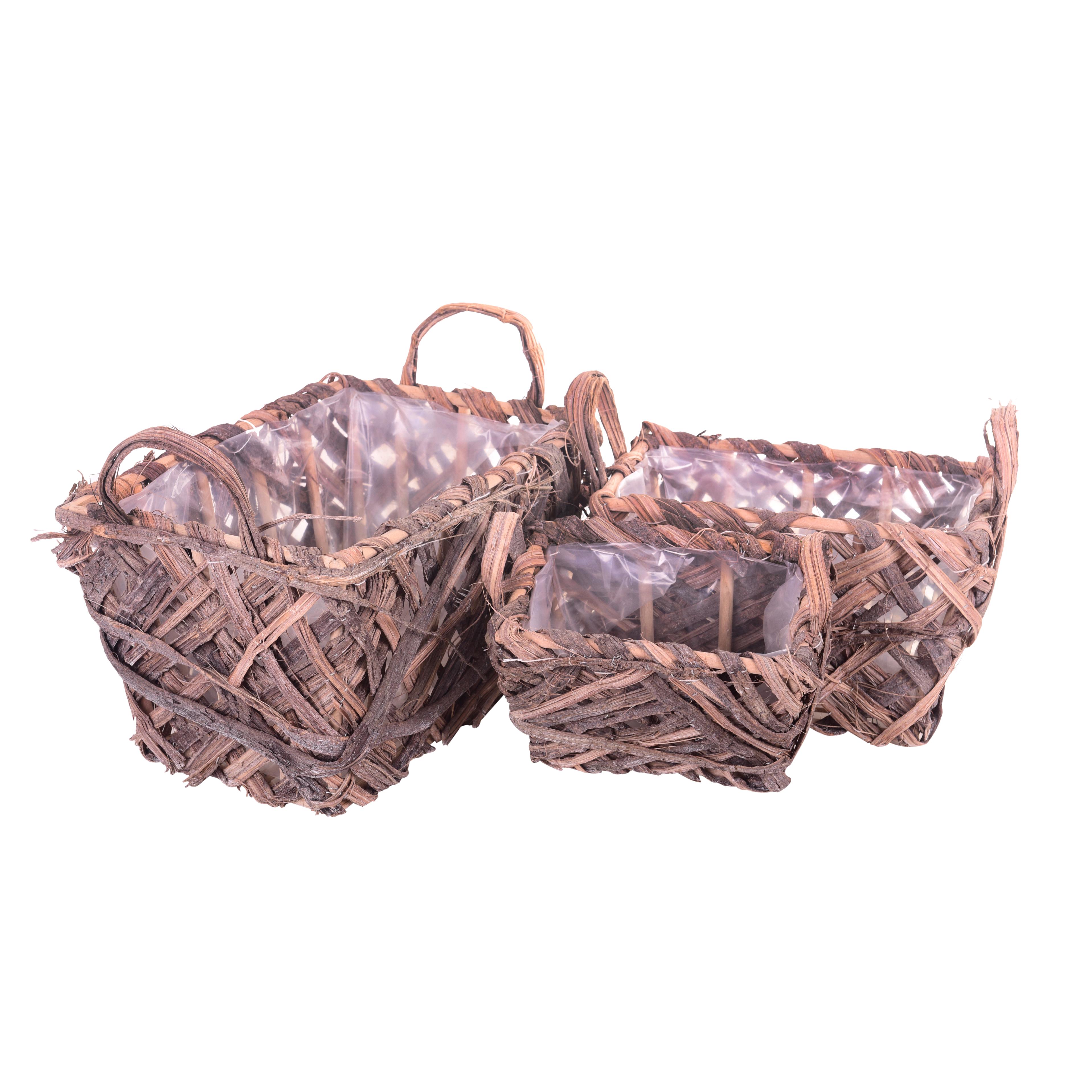 Image of Set 3 Cesto Rettangolare in Vimini Larghezza 34 cm